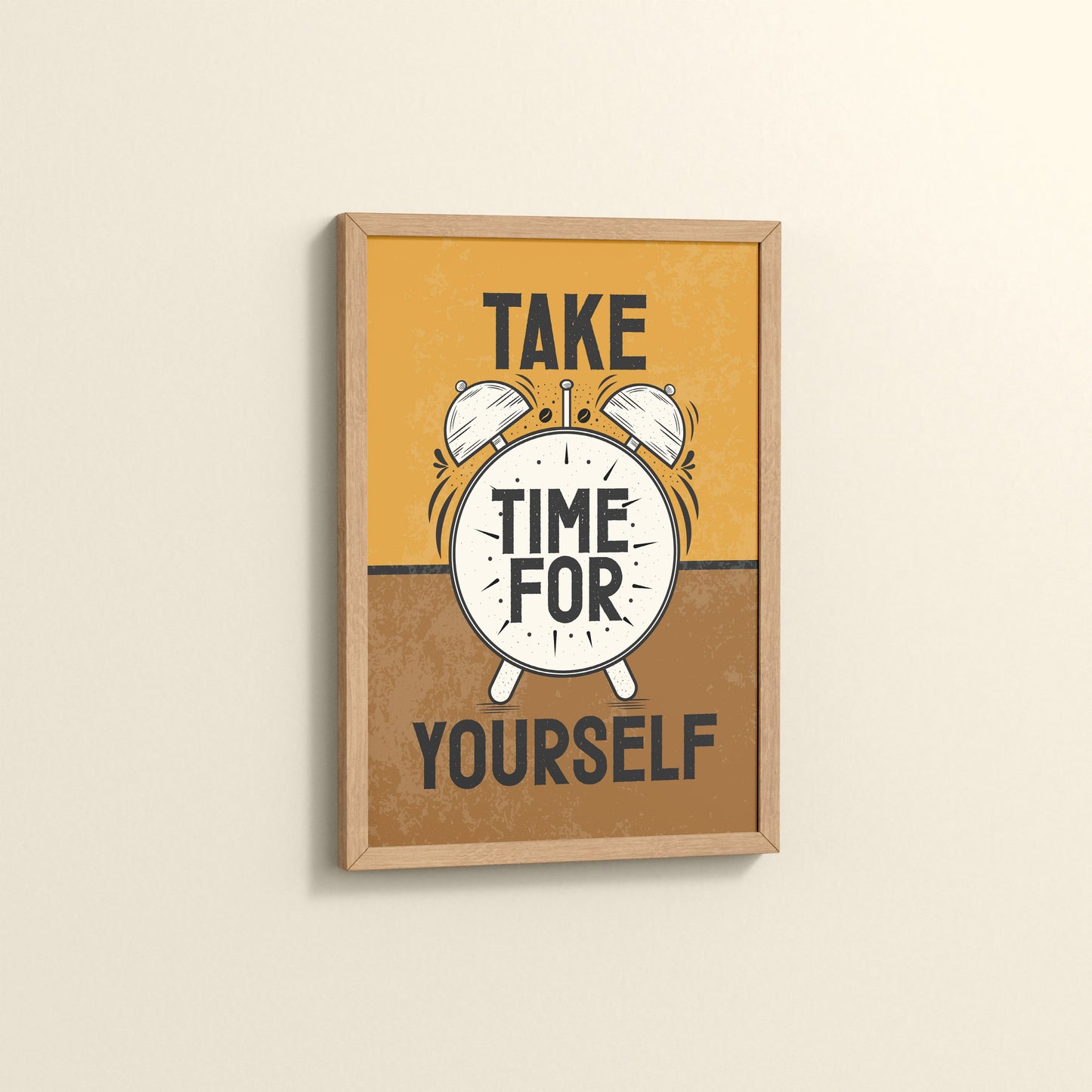 Side View of Take Time For Yourself Motivational Wall Decor in Natrual Color Frame