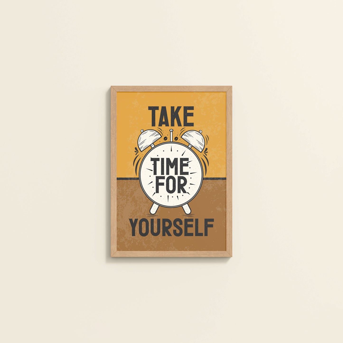 Wall View of Take Time For Yourself Motivational Wall Decor in Natrual Color Frame