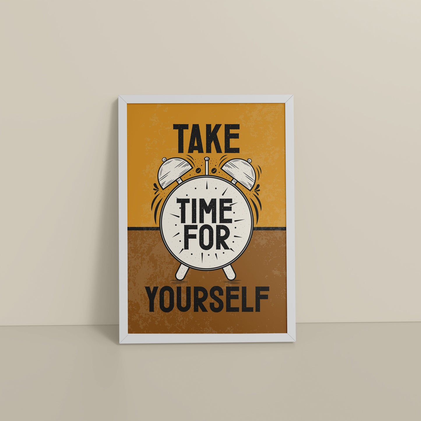Floor View of Take Time For Yourself Motivational Wall Decor in White Color Frame