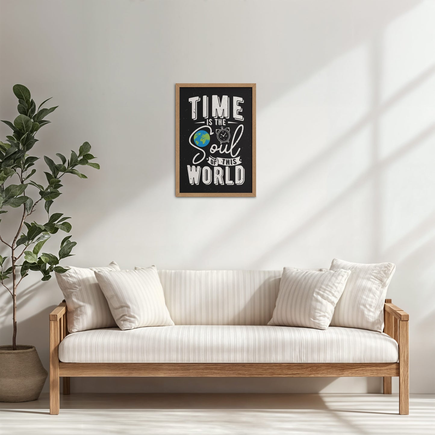 Living Room Cabinet Table Preview of Time is the Soul of the World – Thoughtful Wall Frame in Natrual Color Frame