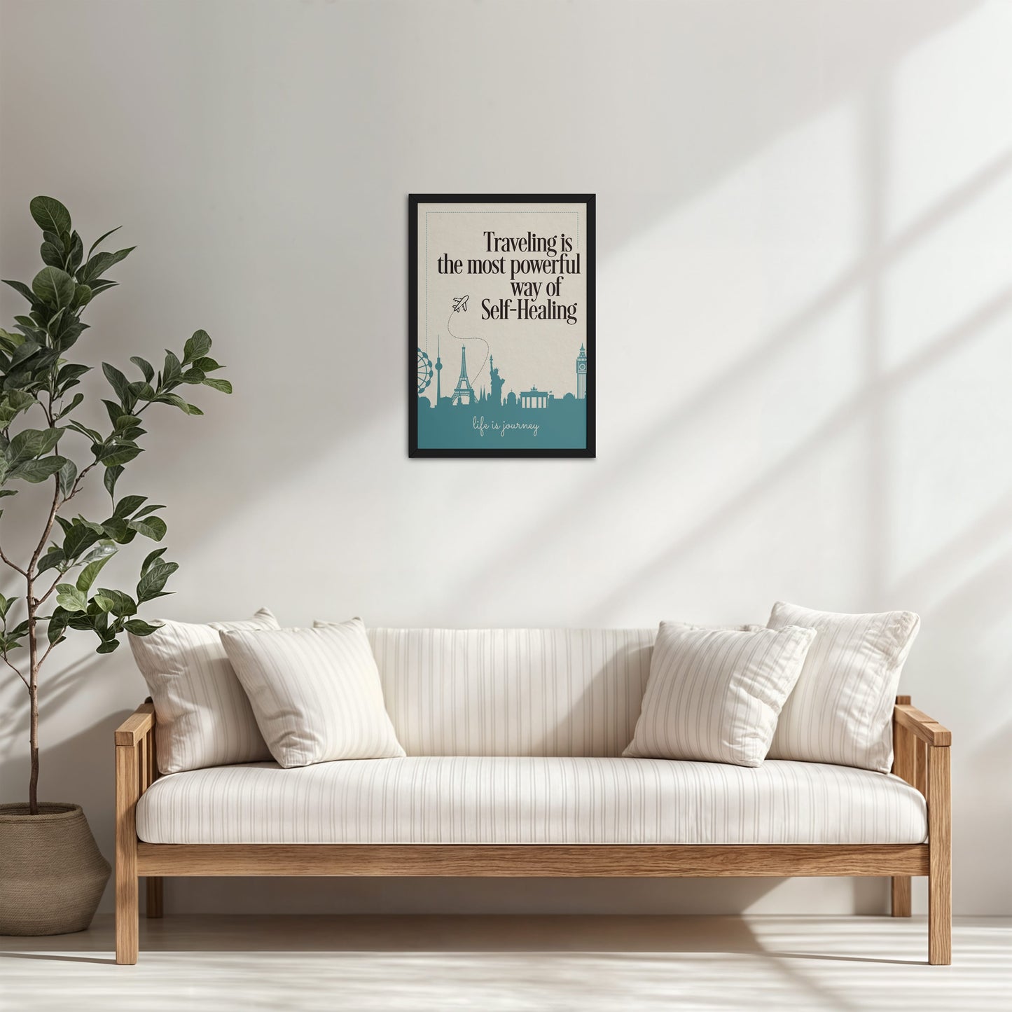 Living Room Cabinet Table Preview of Self-Heal Through Travel Inspirational Decor in Black Color Frame