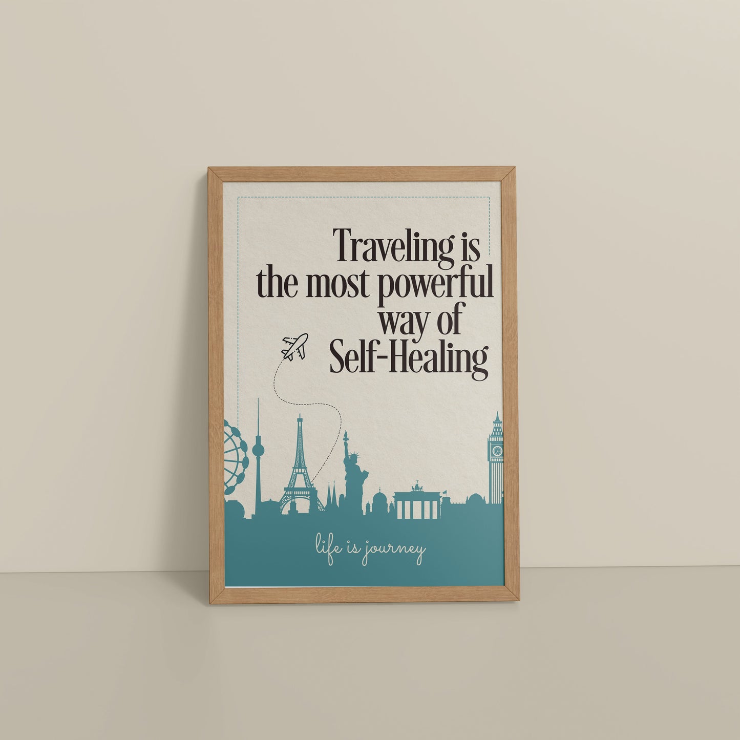 Floor View of Self-Heal Through Travel Inspirational Decor in Natrual Color Frame