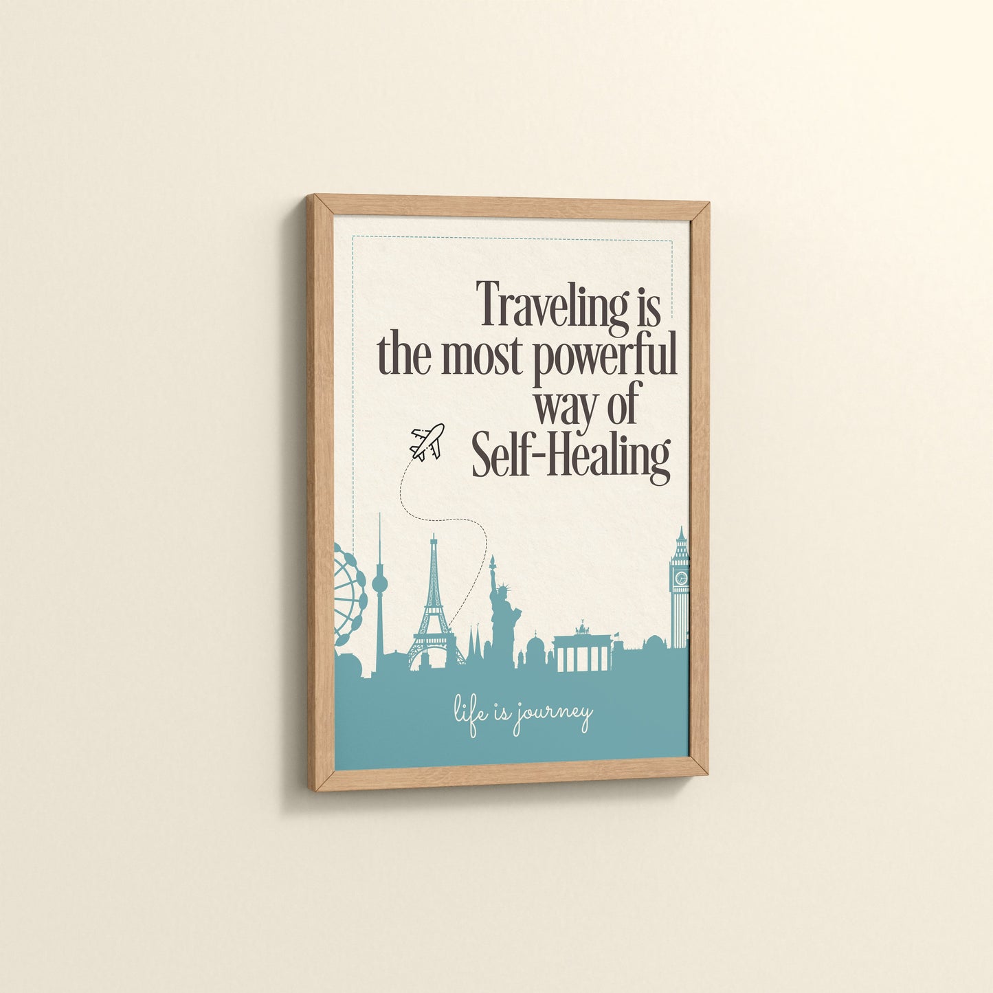 Side View of Self-Heal Through Travel Inspirational Decor in Natrual Color Frame