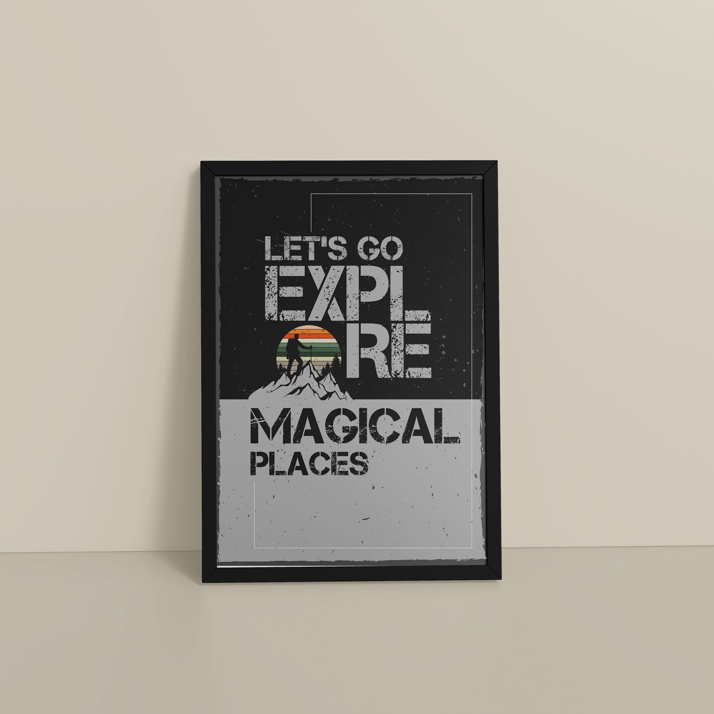 Floor View of Explore the Magical Places – Travel Wall Decor in Black Color Frame