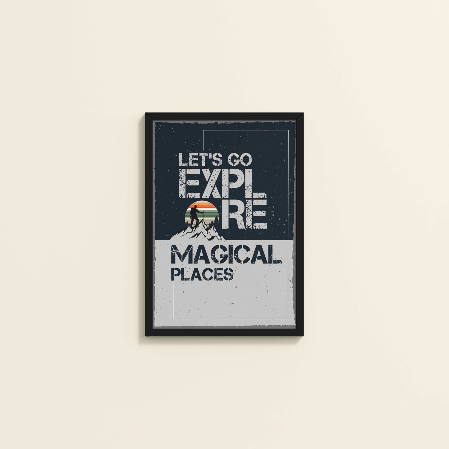 Wall View of Explore the Magical Places – Travel Wall Decor in Black Color Frame