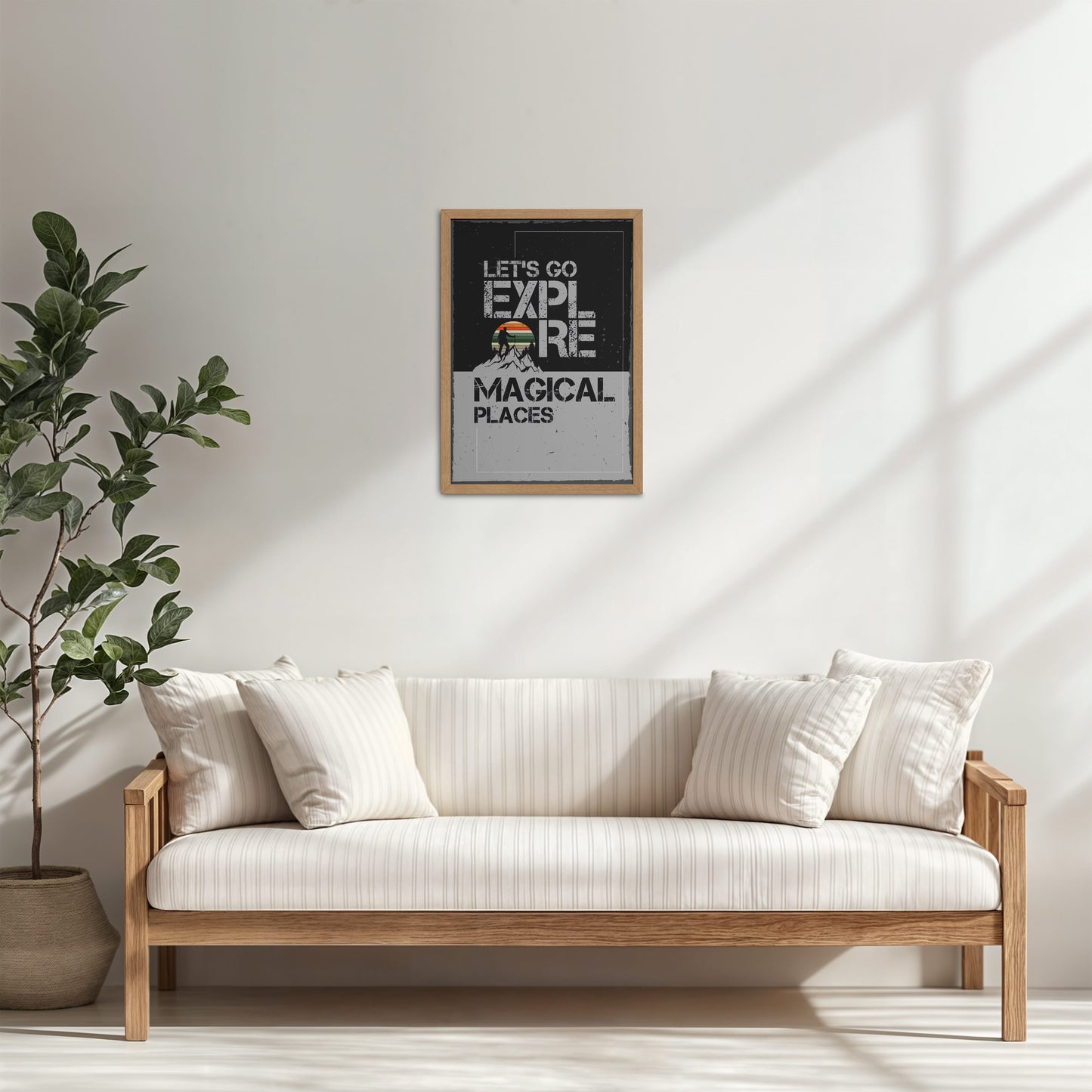 Living Room Cabinet Table Preview of Explore the Magical Places – Travel Wall Decor in Natrual Color Frame