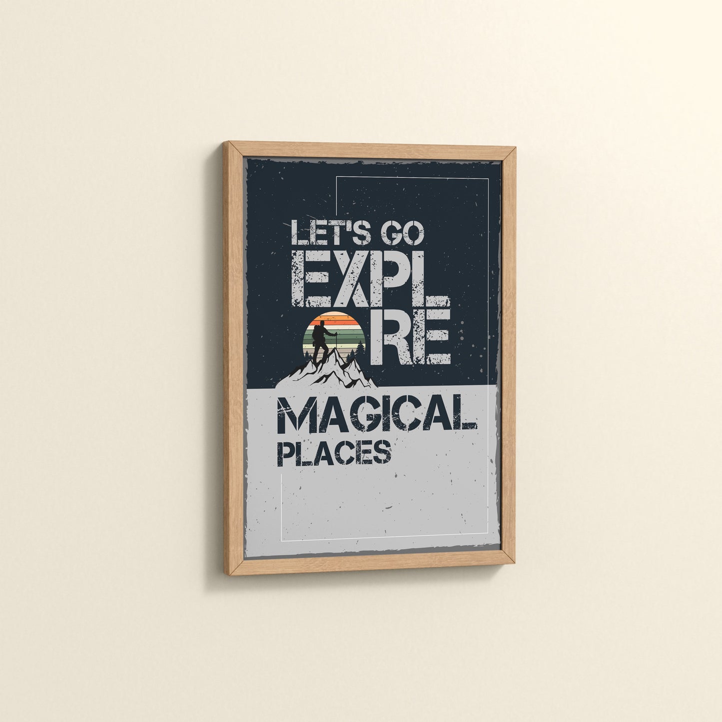 Side View of Explore the Magical Places – Travel Wall Decor in Natrual Color Frame