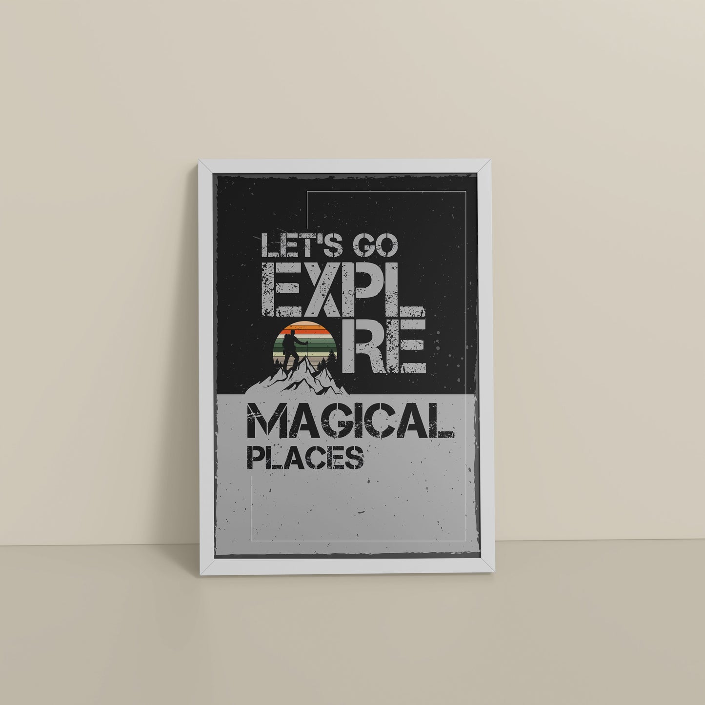 Floor View of Explore the Magical Places – Travel Wall Decor in White Color Frame