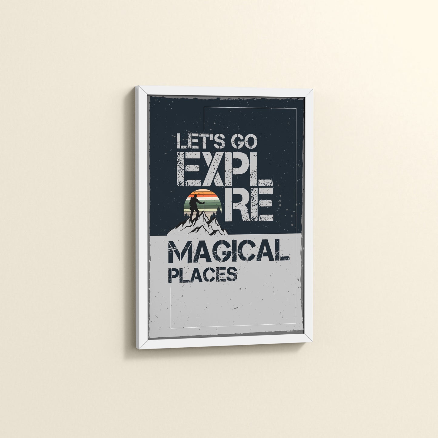 Side View of Explore the Magical Places – Travel Wall Decor in White Color Frame