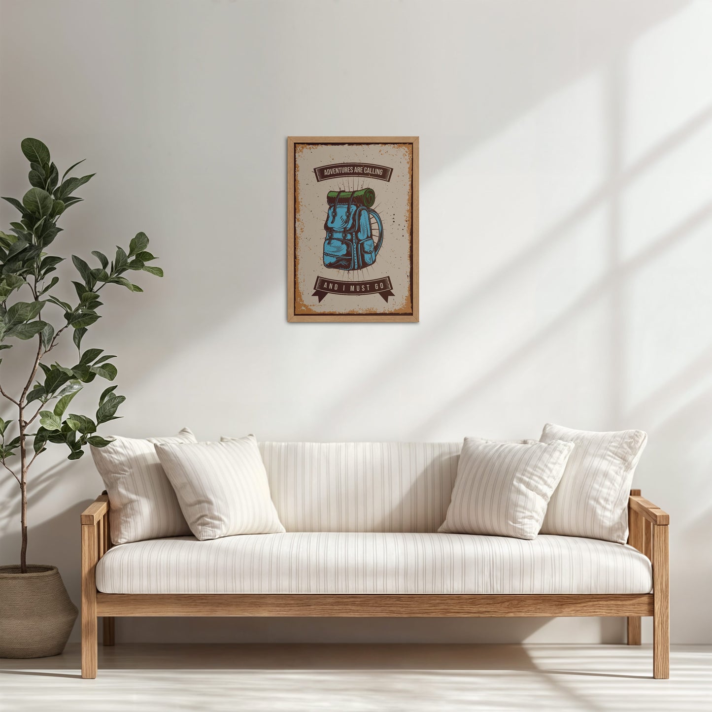 Living Room Cabinet Table Preview of Adventures Are Calling – Travel Wall Art Frame in Natrual Color Frame