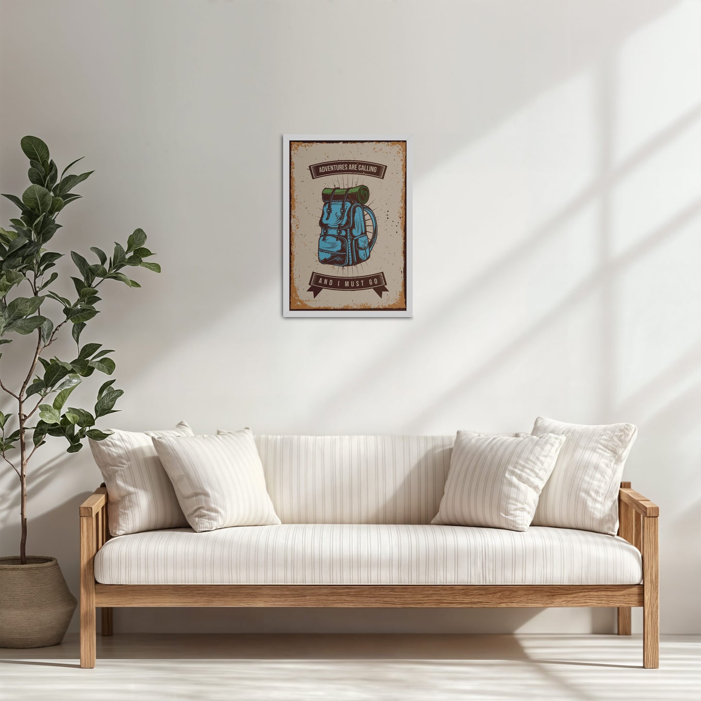 Living Room Cabinet Table Preview of Adventures Are Calling – Travel Wall Art Frame in White Color Frame