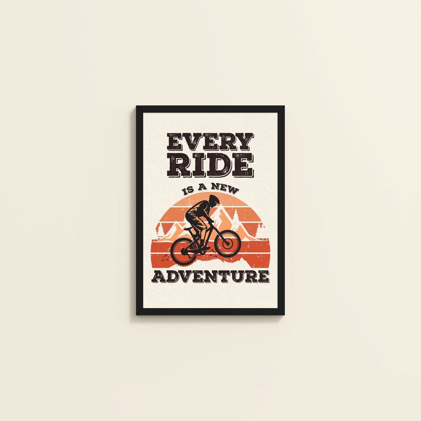 Wall View of Every Ride, Every Story – Inspirational Travel Decor in Black Color Frame