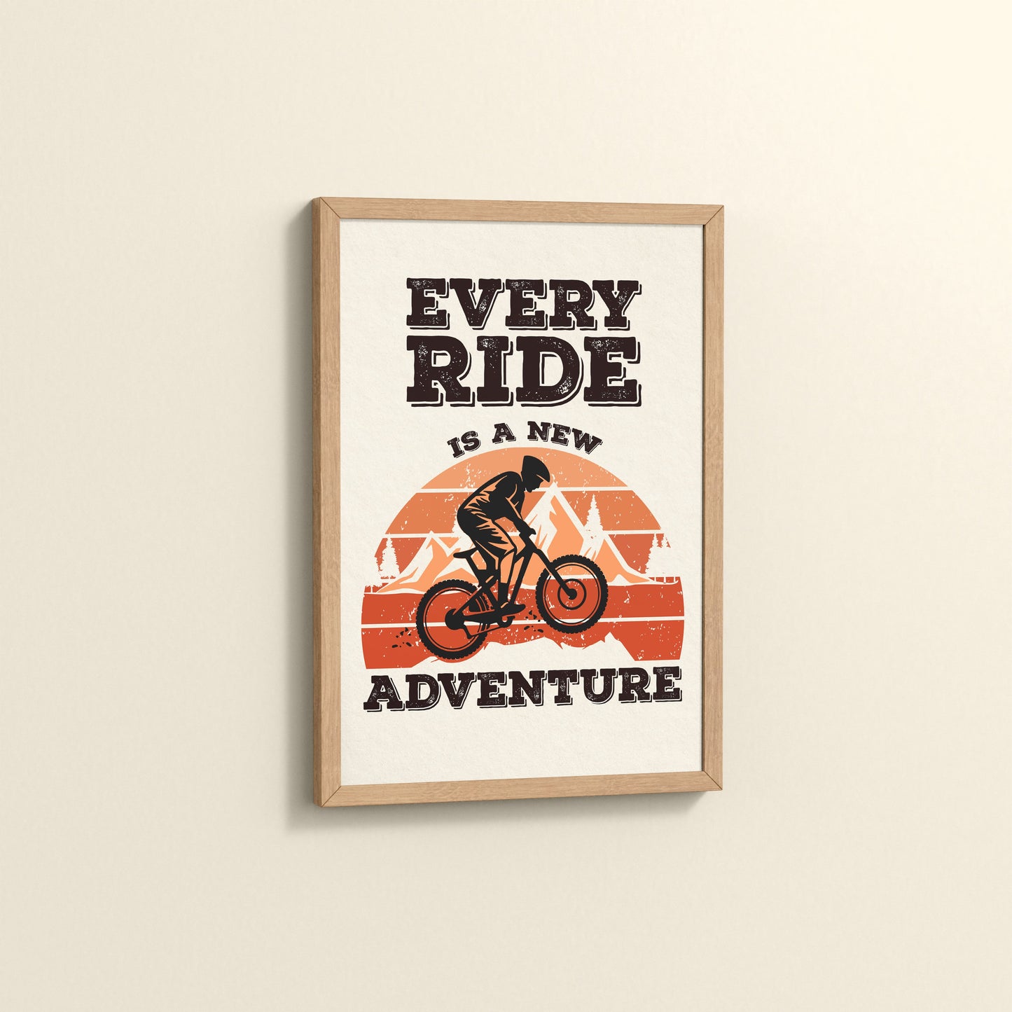 Side View of Every Ride, Every Story – Inspirational Travel Decor in Natrual Color Frame