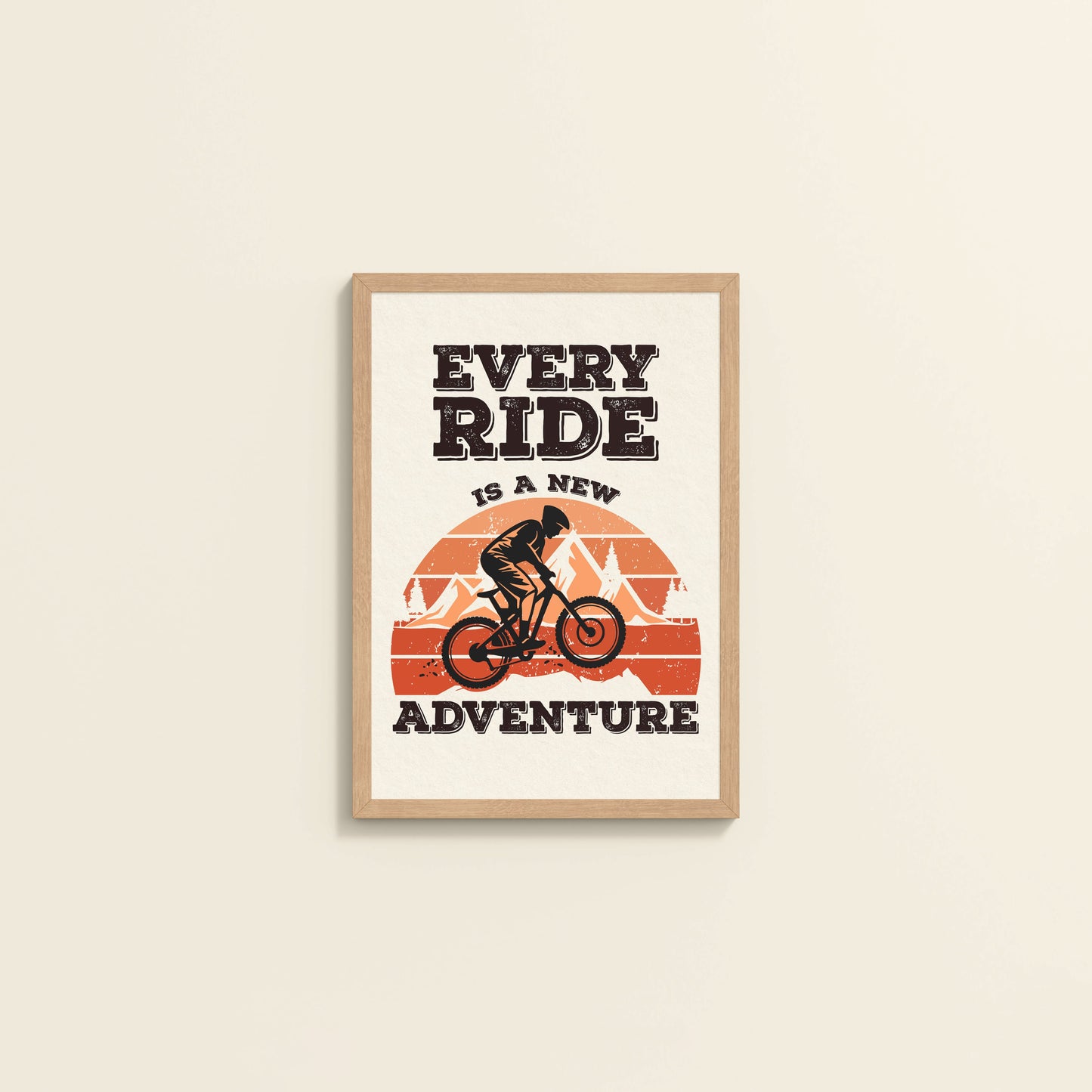Wall View of Every Ride, Every Story – Inspirational Travel Decor in Natrual Color Frame