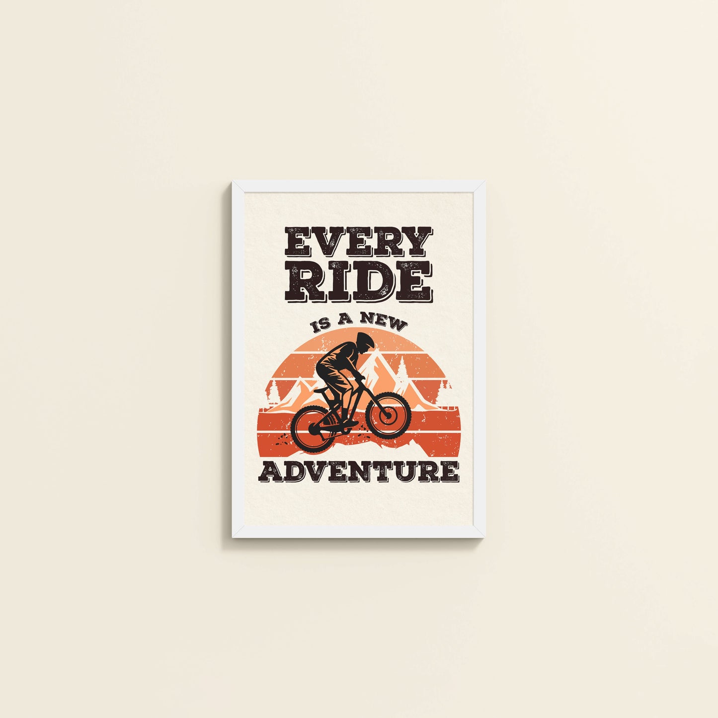 Wall View of Every Ride, Every Story – Inspirational Travel Decor in White Color Frame