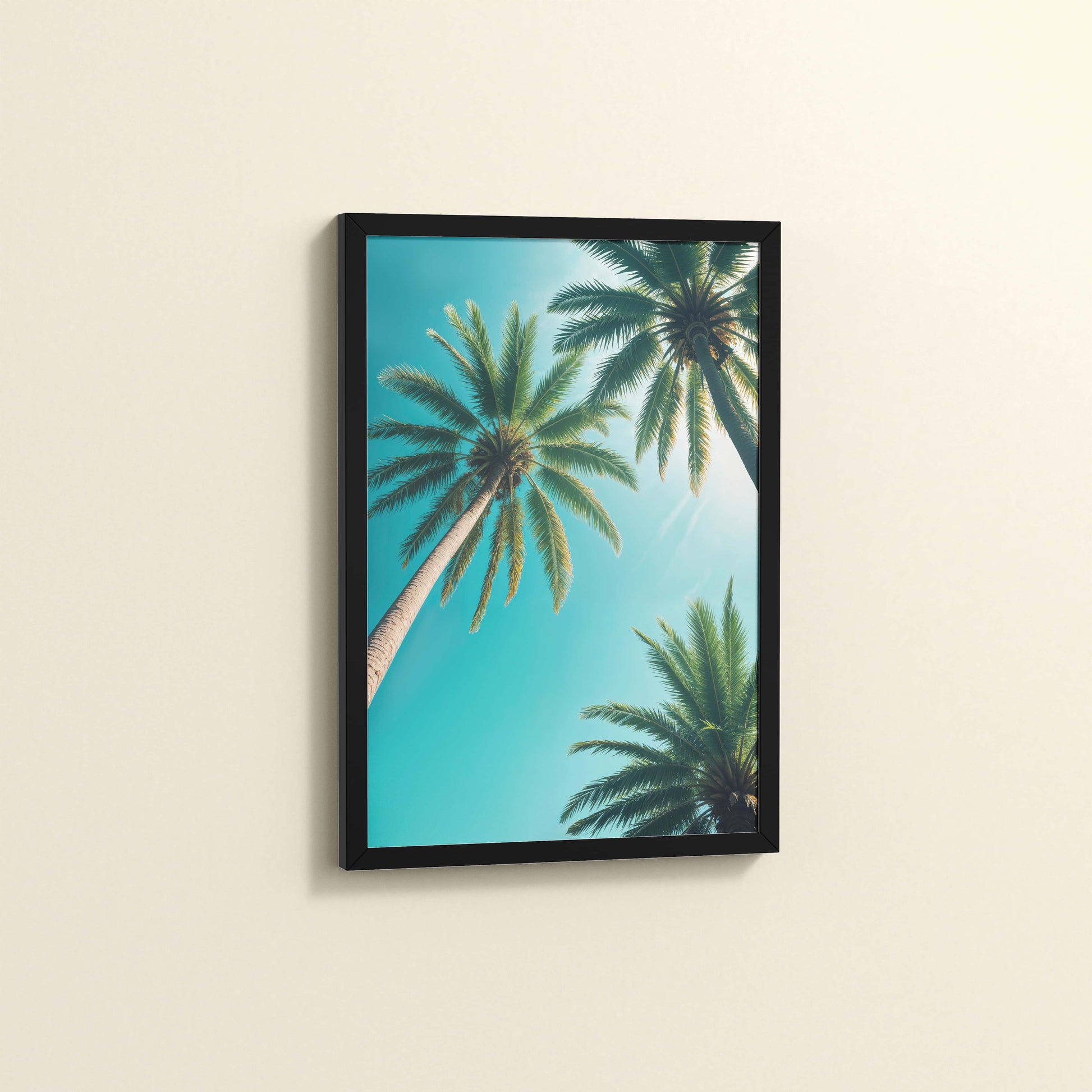 Side View of Tropical Calm – Palm Trees Wall Art & Photo Frame in Black Color Frame