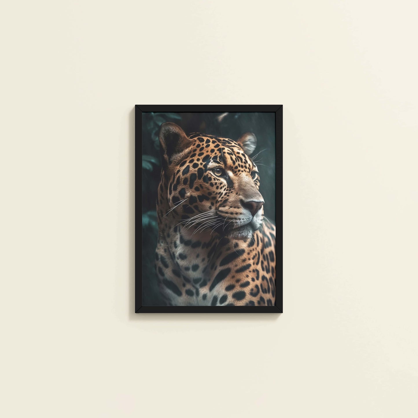 Wall View of Silent Strength – Leopard in Nature Wall Art Frame in Black Color Frame
