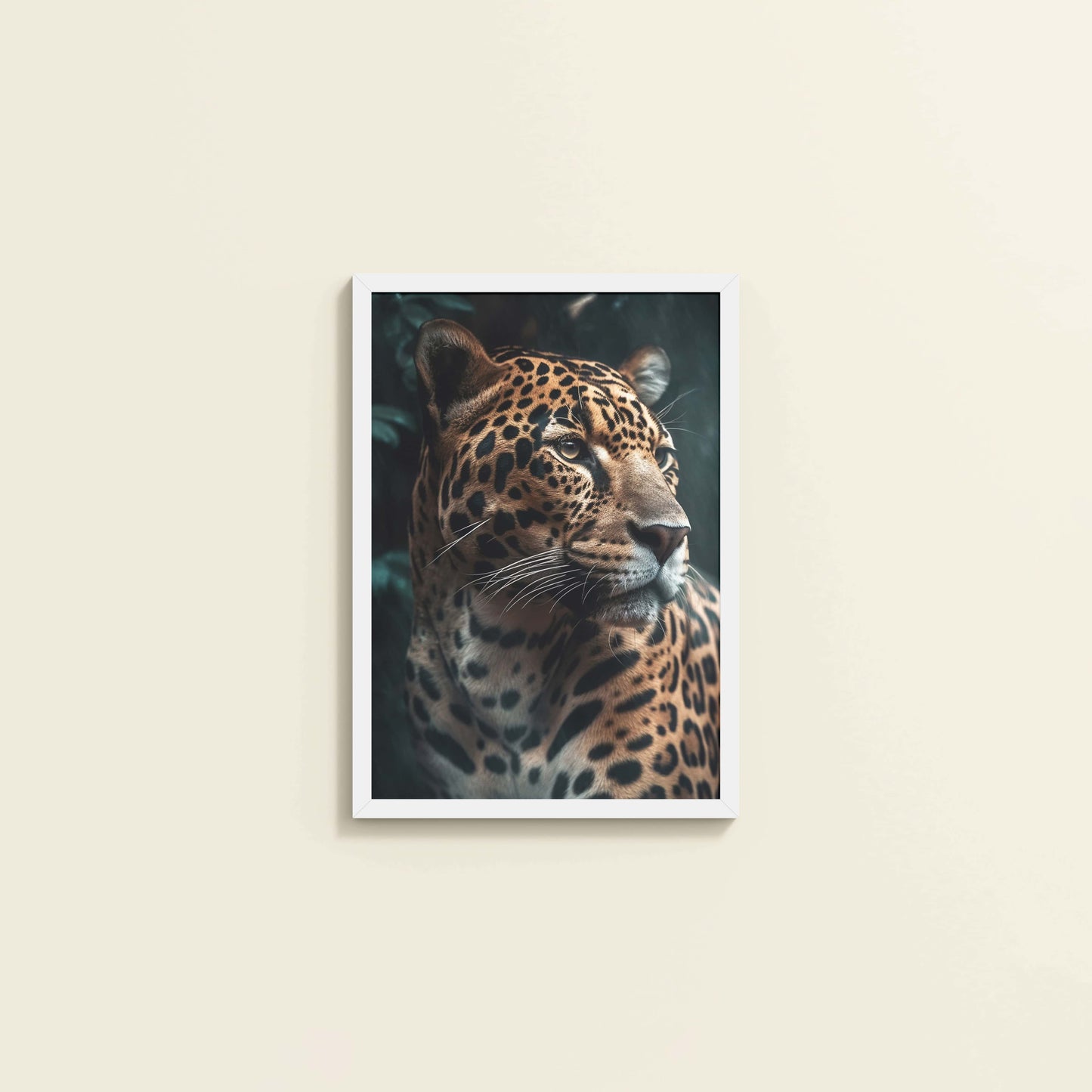 Wall View of Silent Strength – Leopard in Nature Wall Art Frame in White Color Frame