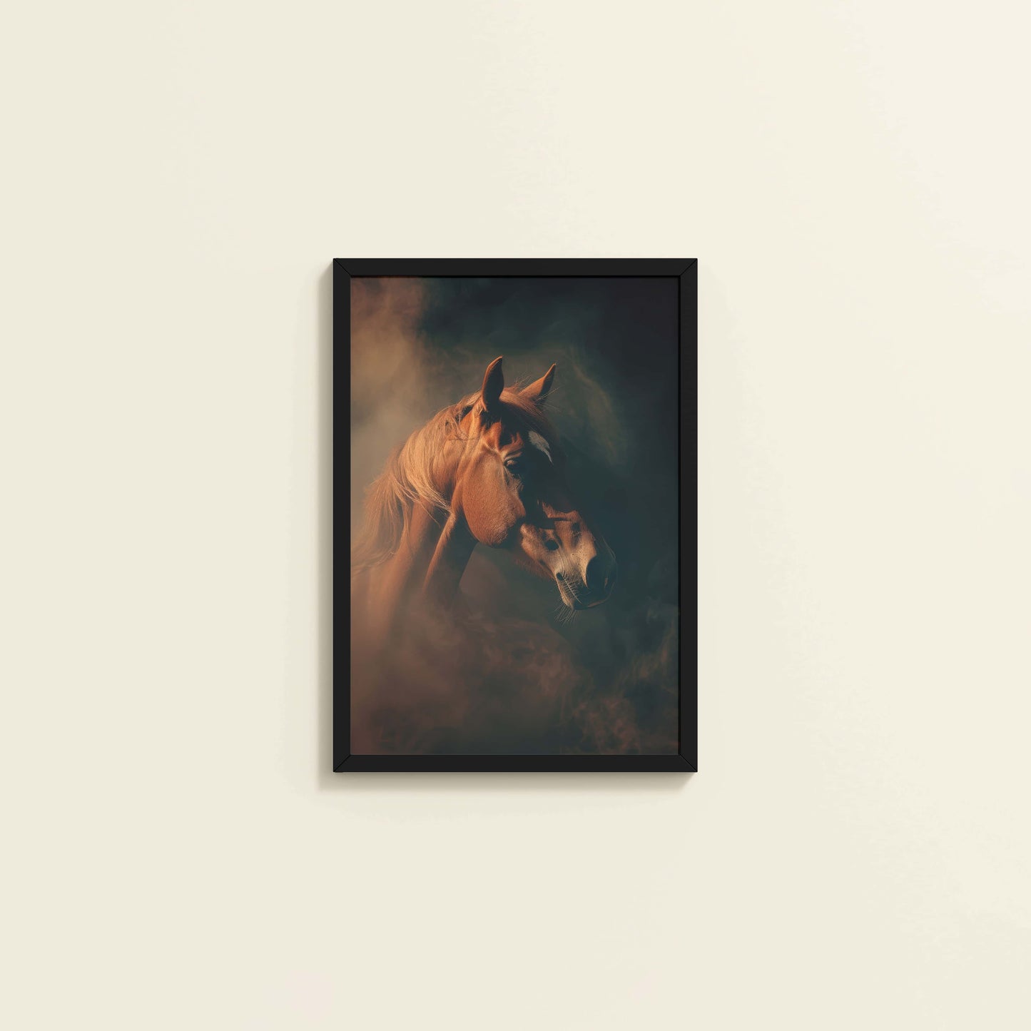 Wall View of Graceful Strength – Horse Head Wall Art Frame in Black Color Frame