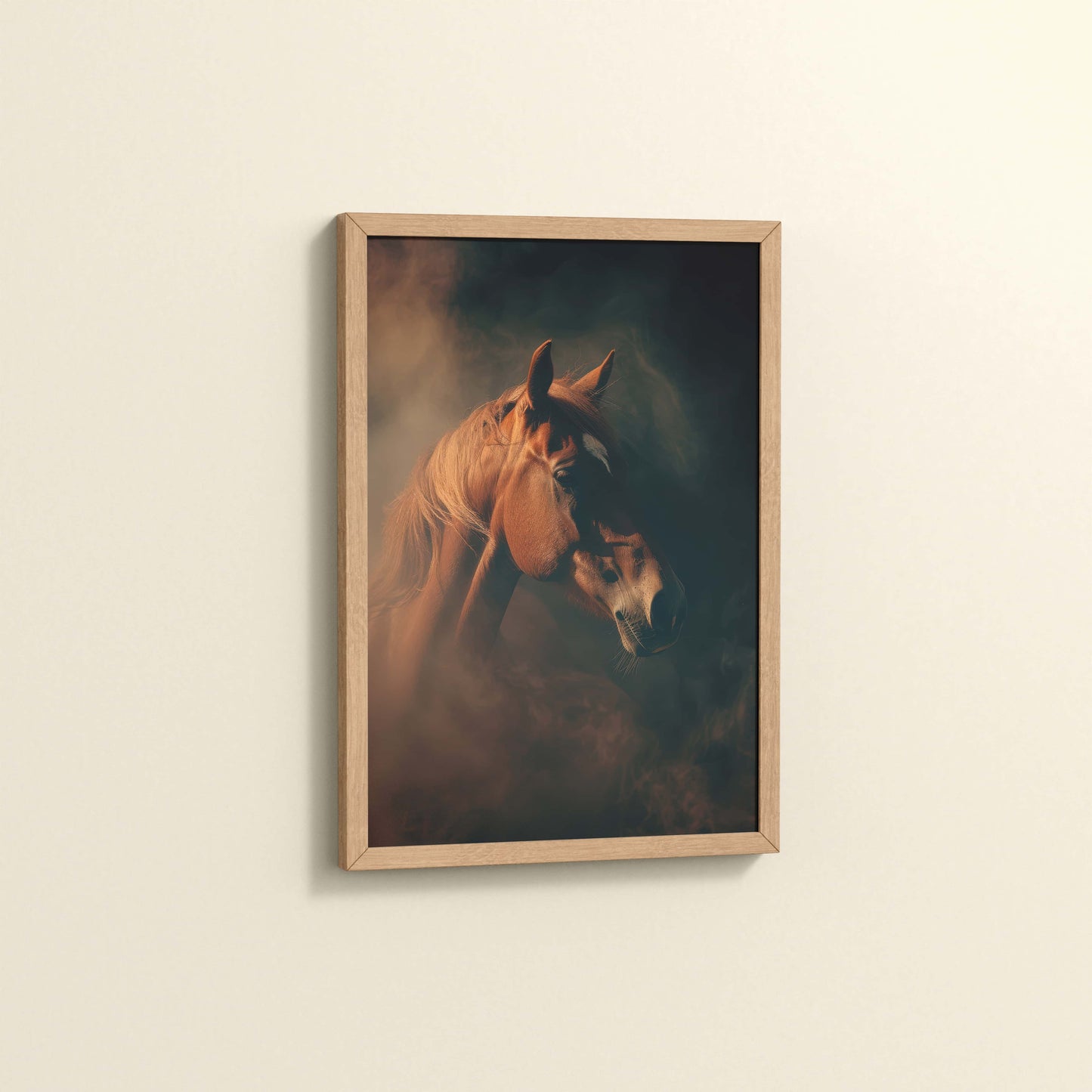 Side View of Graceful Strength – Horse Head Wall Art Frame in Natrual Color Frame