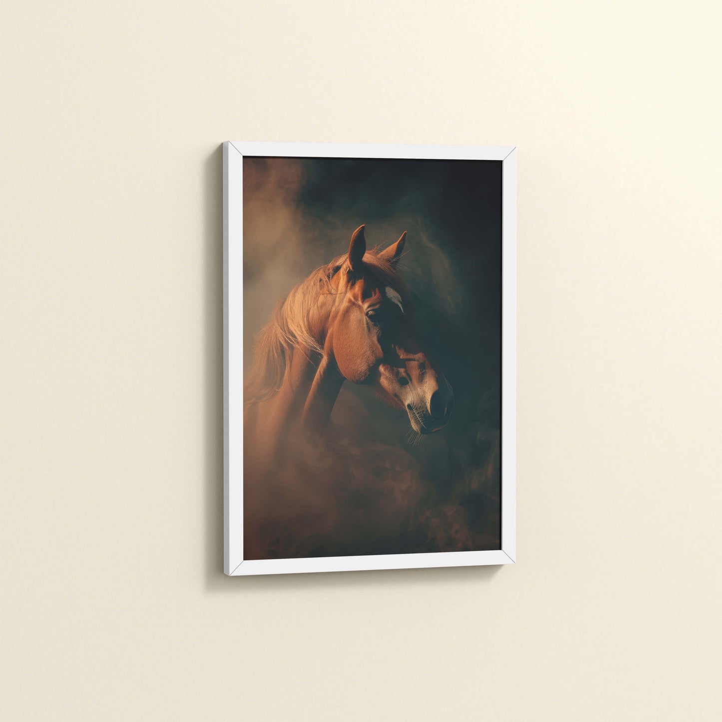 Side View of Graceful Strength – Horse Head Wall Art Frame in White Color Frame