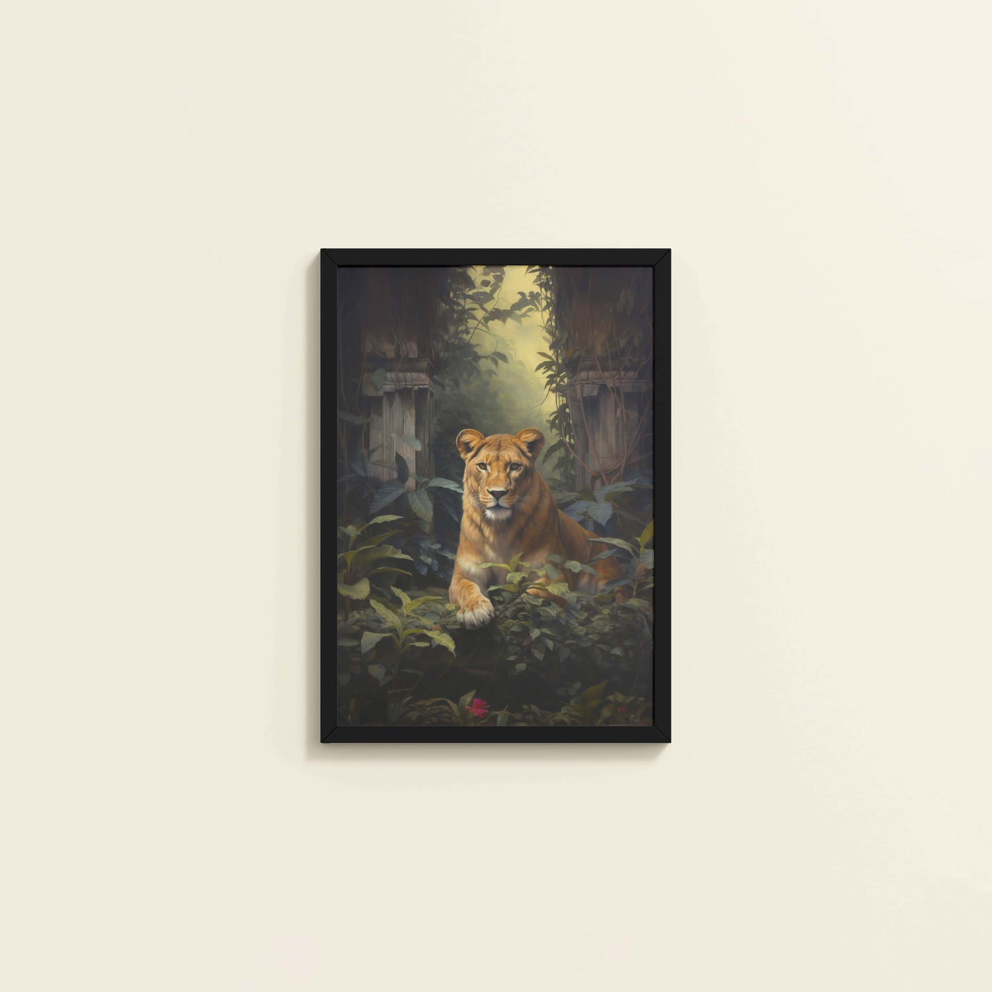 Wall View of Pride of the Wild – Lion Wall Art & Photo Frame in Black Color Frame