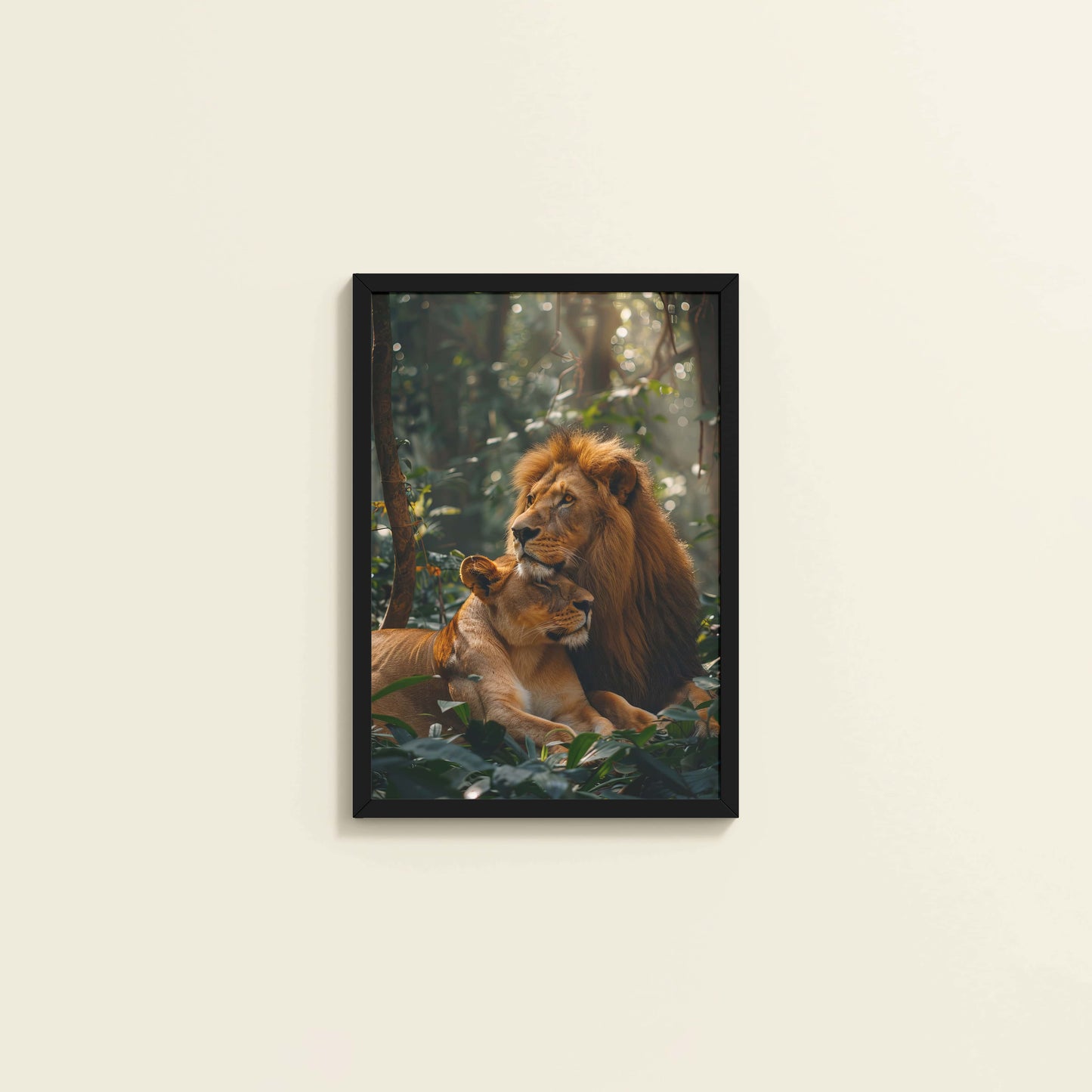 Wall View of Pride of the Wild – Lion Wall Art & Photo Frame in Black Color Frame