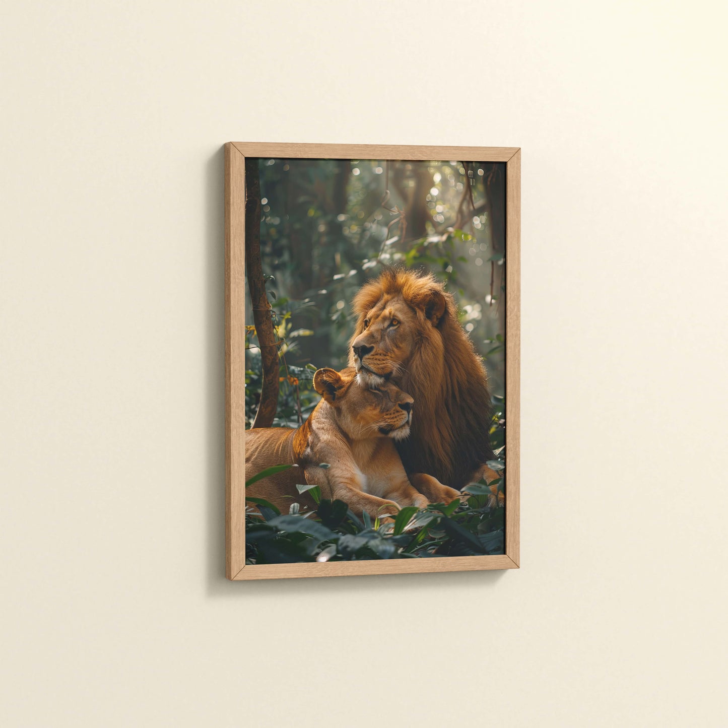 Side View of Pride of the Wild – Lion Wall Art & Photo Frame in Natrual Color Frame