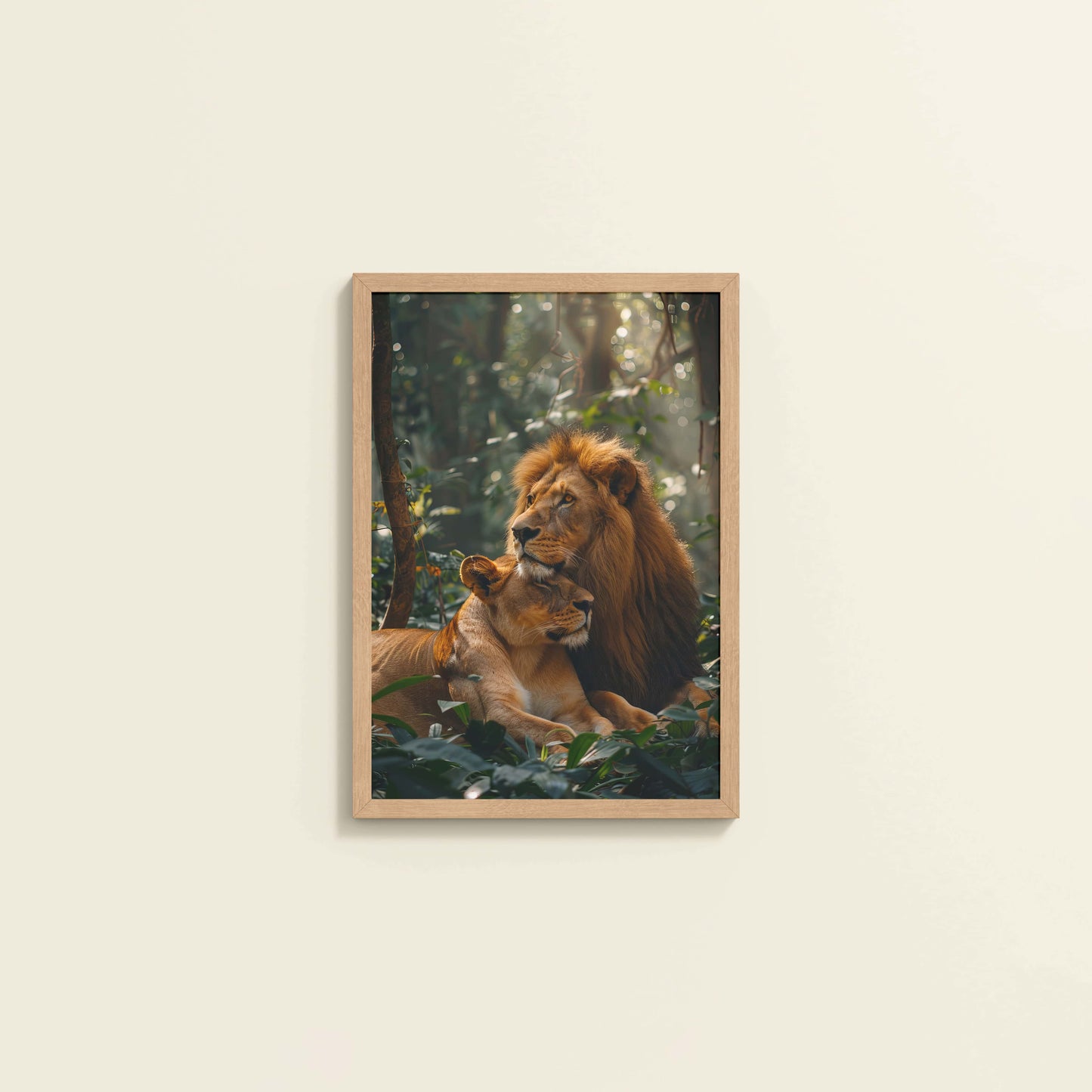 Wall View of Pride of the Wild – Lion Wall Art & Photo Frame in Natrual Color Frame