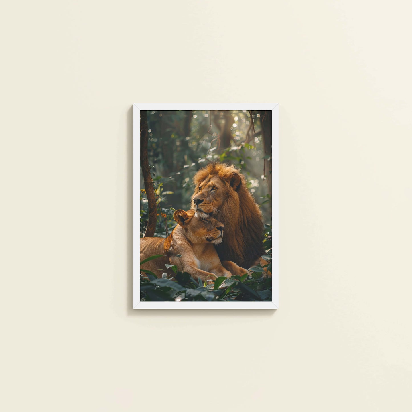 Wall View of Pride of the Wild – Lion Wall Art & Photo Frame in White Color Frame