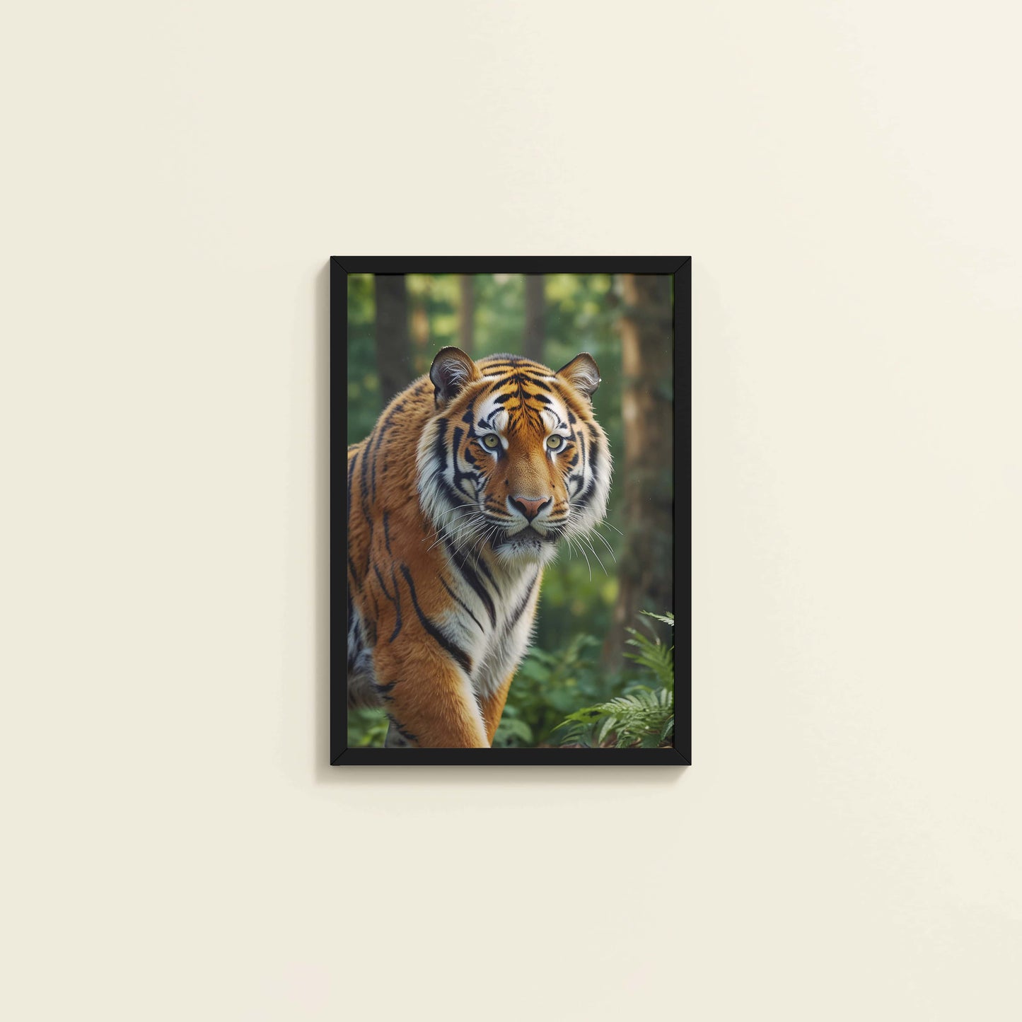 Wall View of Fierce Focus – Tiger in Wildlife Wall Photo Frame in Black Color Frame
