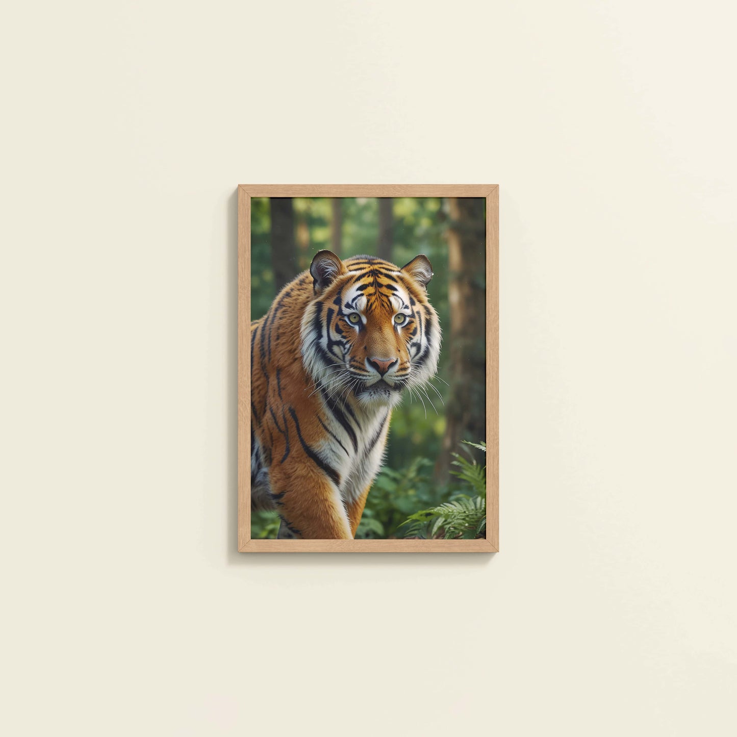 Wall View of Fierce Focus – Tiger in Wildlife Wall Photo Frame in Natrual Color Frame