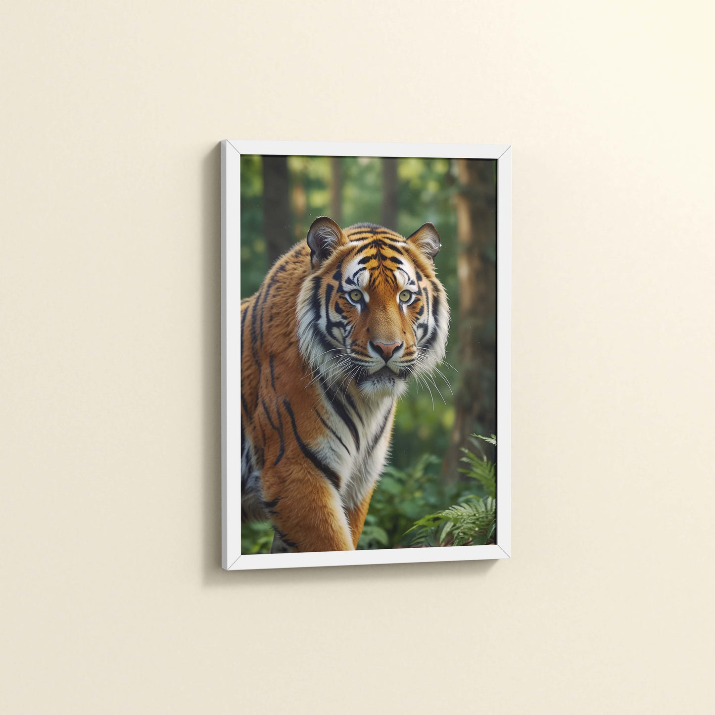 Side View of Fierce Focus – Tiger in Wildlife Wall Photo Frame in White Color Frame