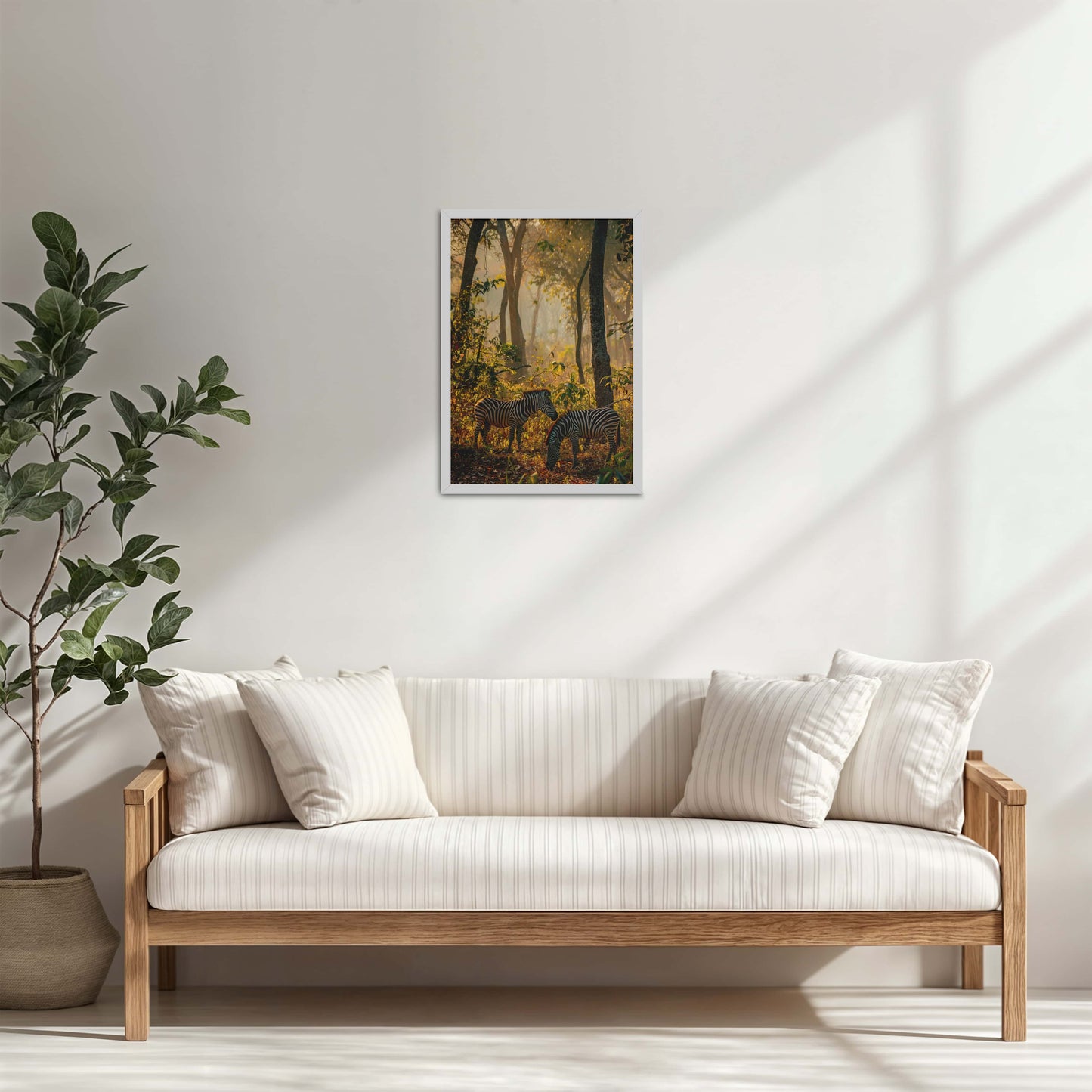Living Room Cabinet Table Preview of Grace in Stripes – Zebra with Baby Wall Art Frame in White Color Frame
