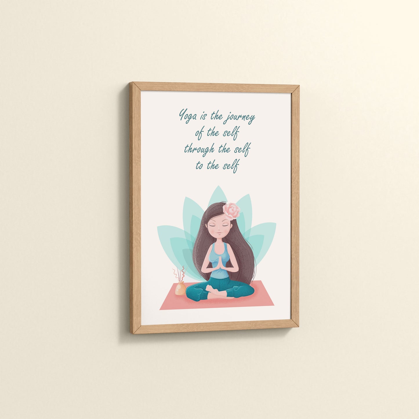Side View of The Inner Journey of Yoga – Wall Art Frame in Natrual Color Frame