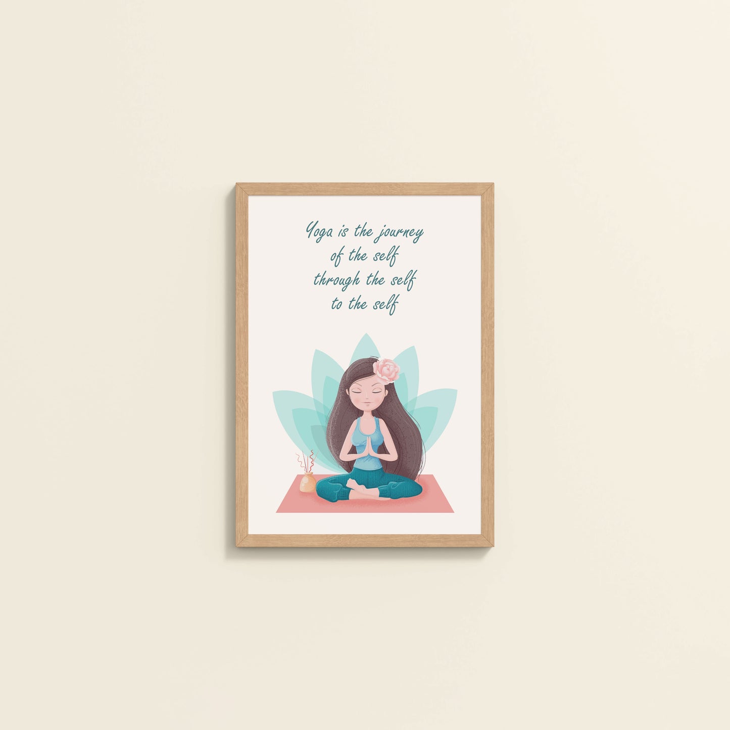 Wall View of The Inner Journey of Yoga – Wall Art Frame in Natrual Color Frame