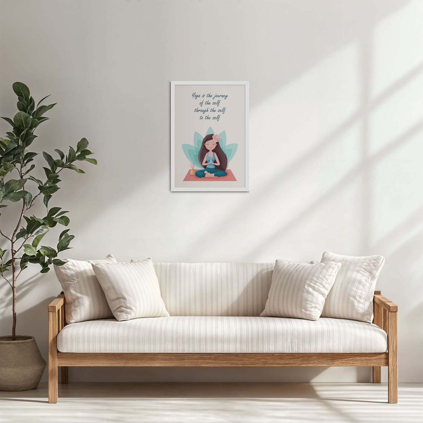 Living Room Cabinet Table Preview of The Inner Journey of Yoga – Wall Art Frame in White Color Frame