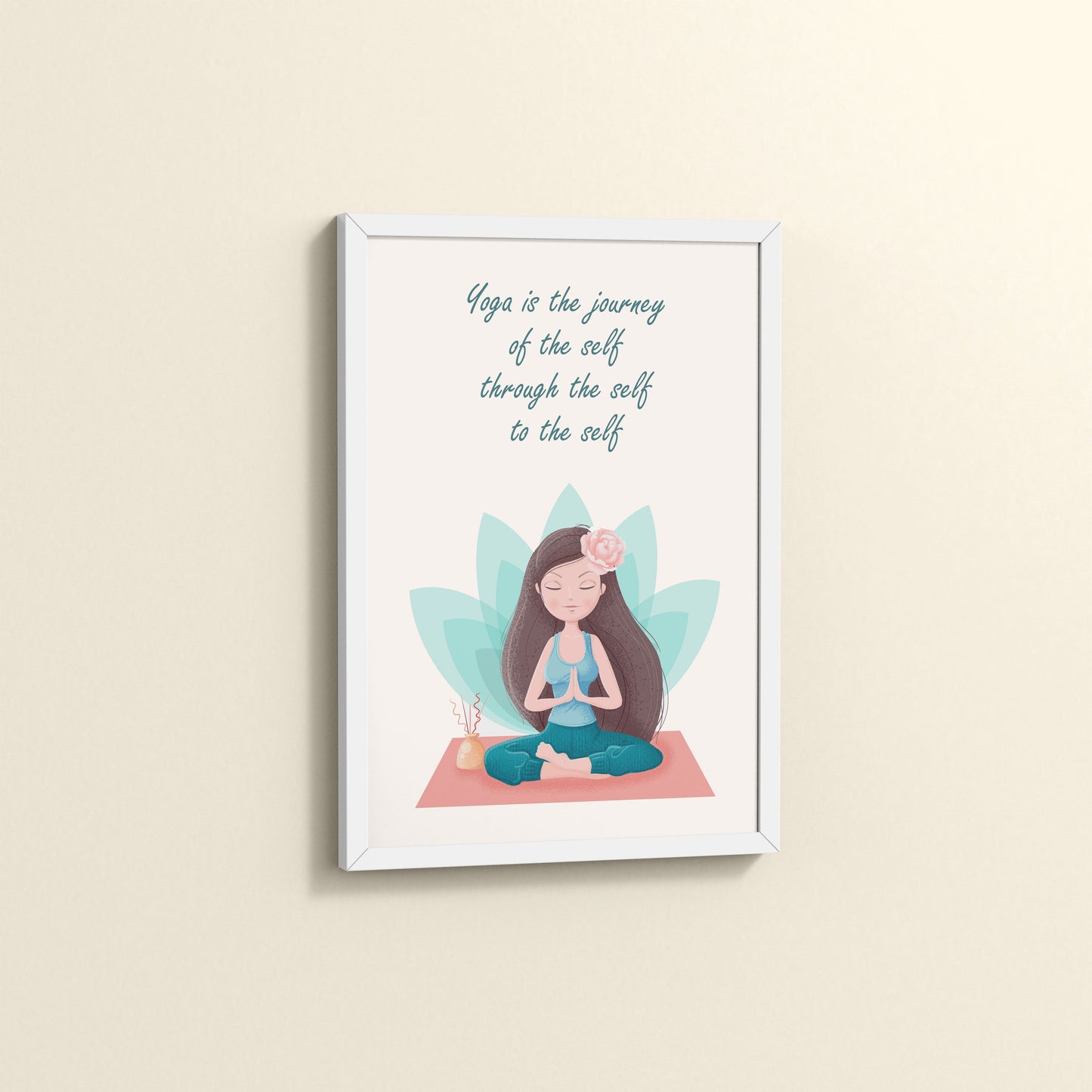 Side View of The Inner Journey of Yoga – Wall Art Frame in White Color Frame