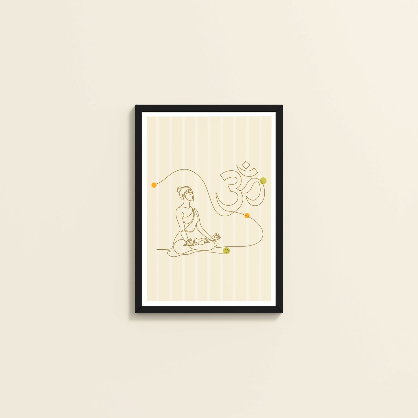 Wall View of Om Serenity – Meditative Line Art Wall Frame in Black Color Frame