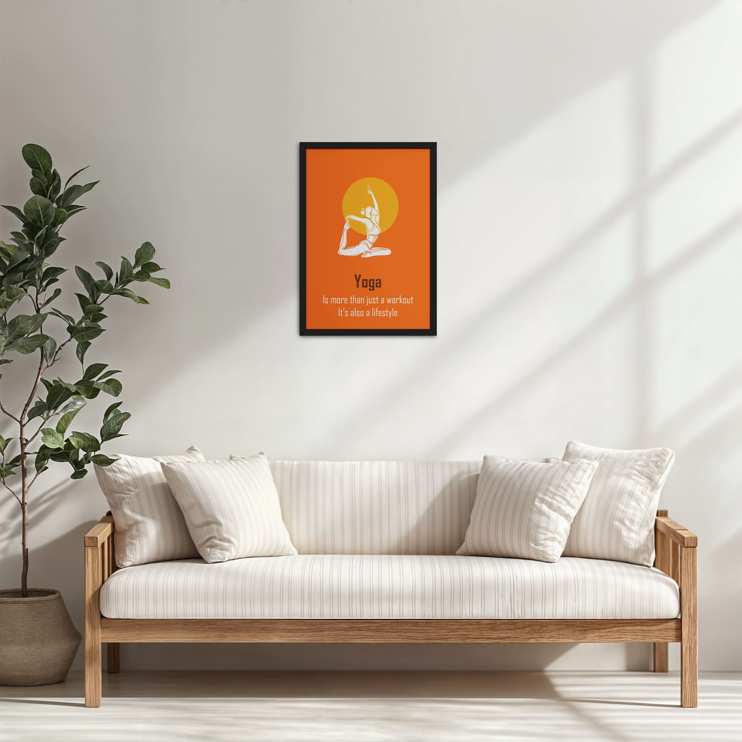 Living Room Cabinet Table Preview of Yoga as a Lifestyle Motivational Wall Art in Black Color Frame