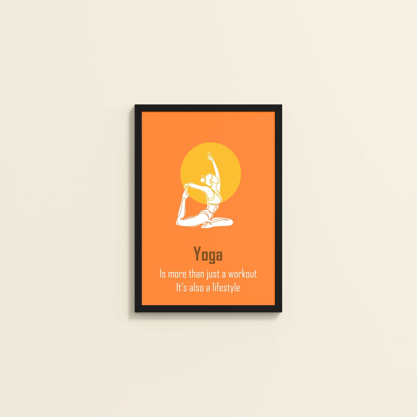 Wall View of Yoga as a Lifestyle Motivational Wall Art in Black Color Frame