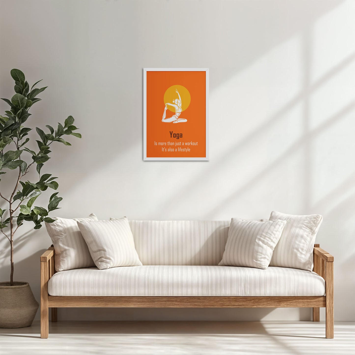 Living Room Cabinet Table Preview of Yoga as a Lifestyle Motivational Wall Art in White Color Frame