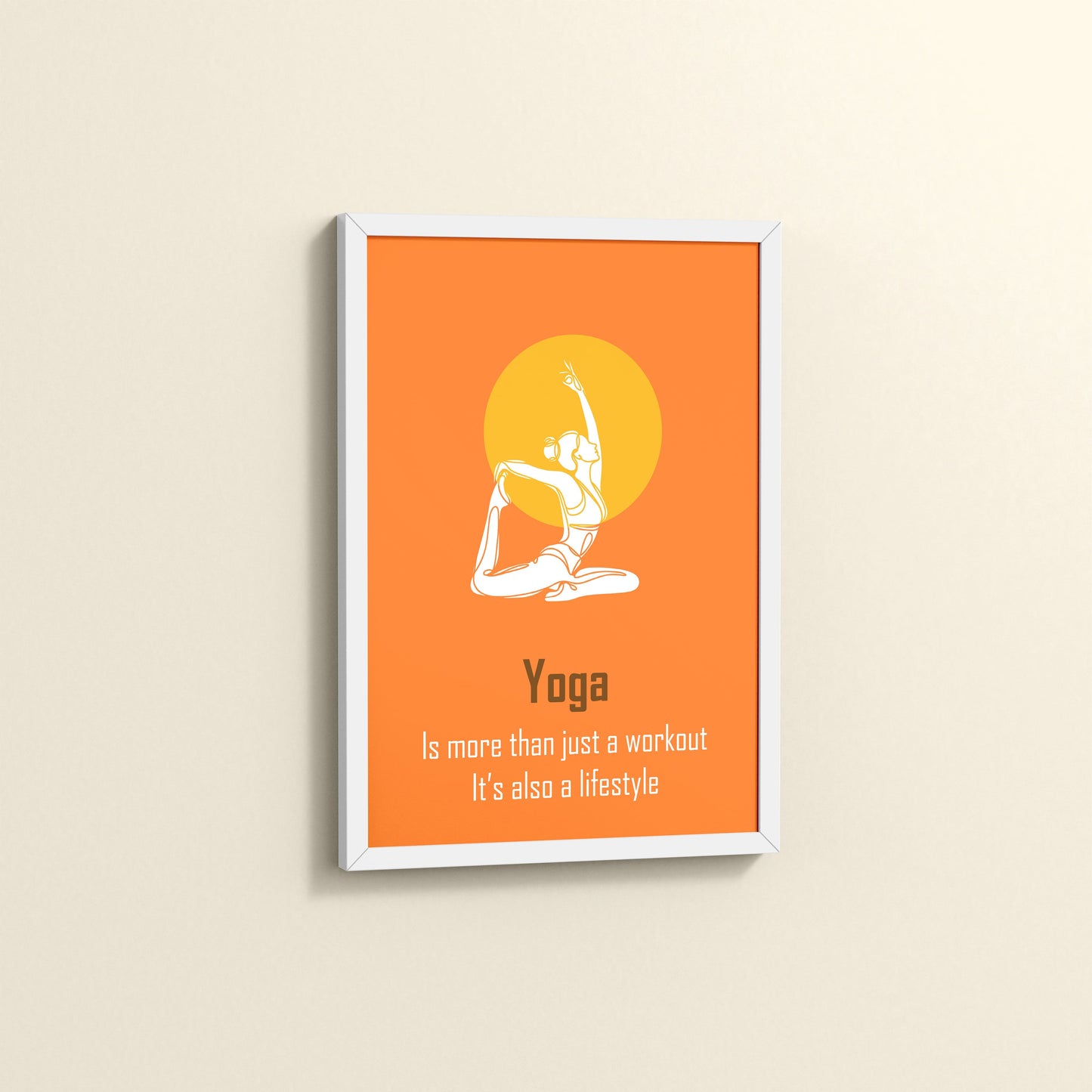 Side View of Yoga as a Lifestyle Motivational Wall Art in White Color Frame