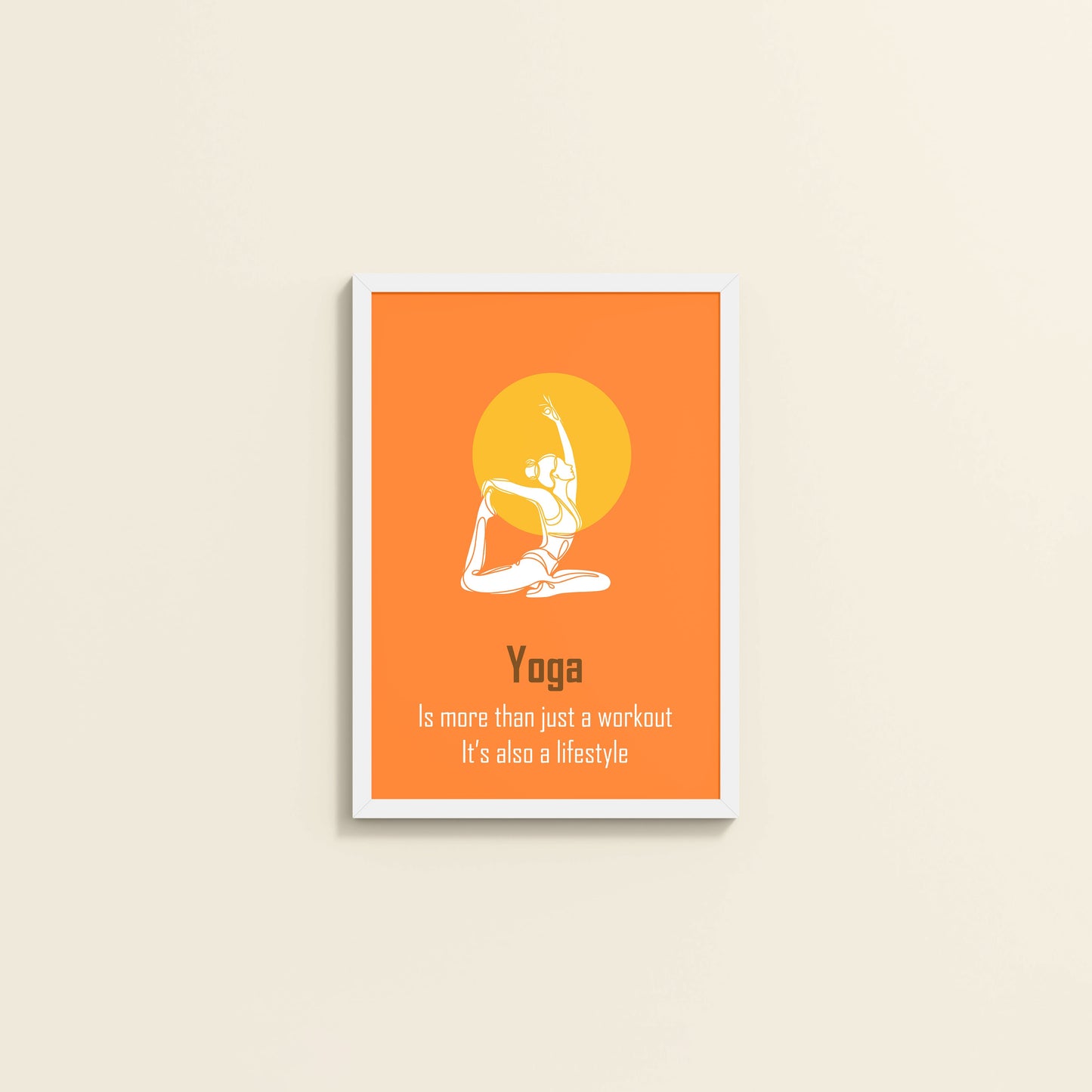 Wall View of Yoga as a Lifestyle Motivational Wall Art in White Color Frame