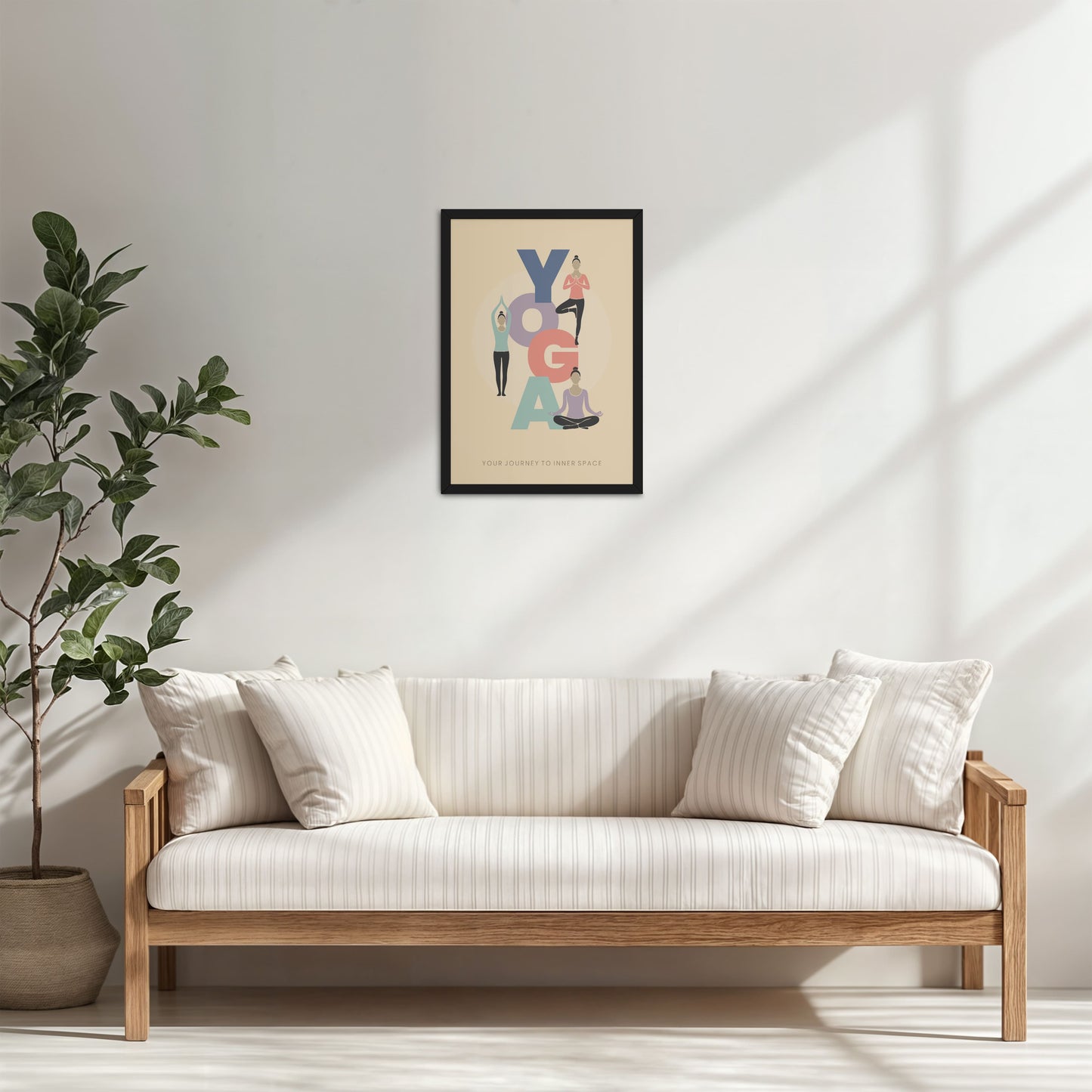 Living Room Cabinet Table Preview of Inner Space – Yoga Poses Inspirational Wall Art in Black Color Frame