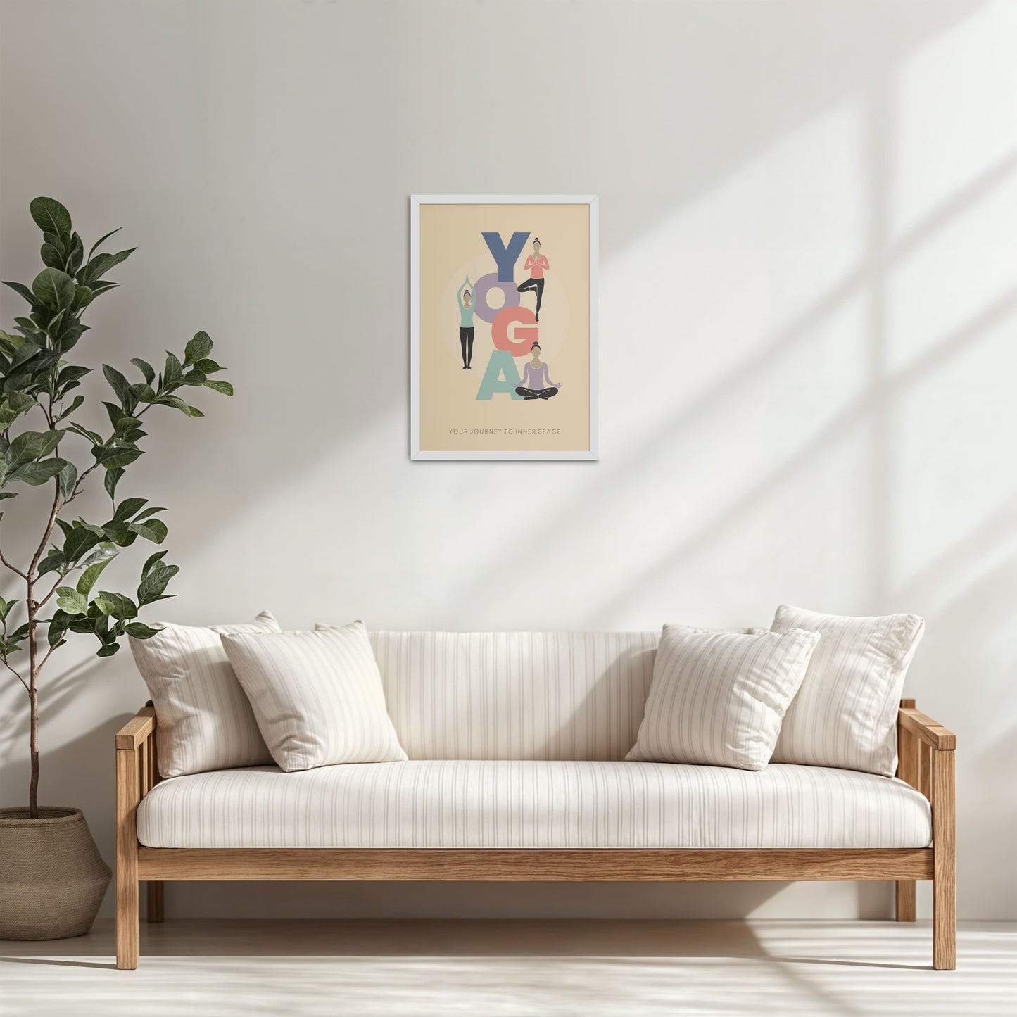 Living Room Cabinet Table Preview of Inner Space – Yoga Poses Inspirational Wall Art in White Color Frame