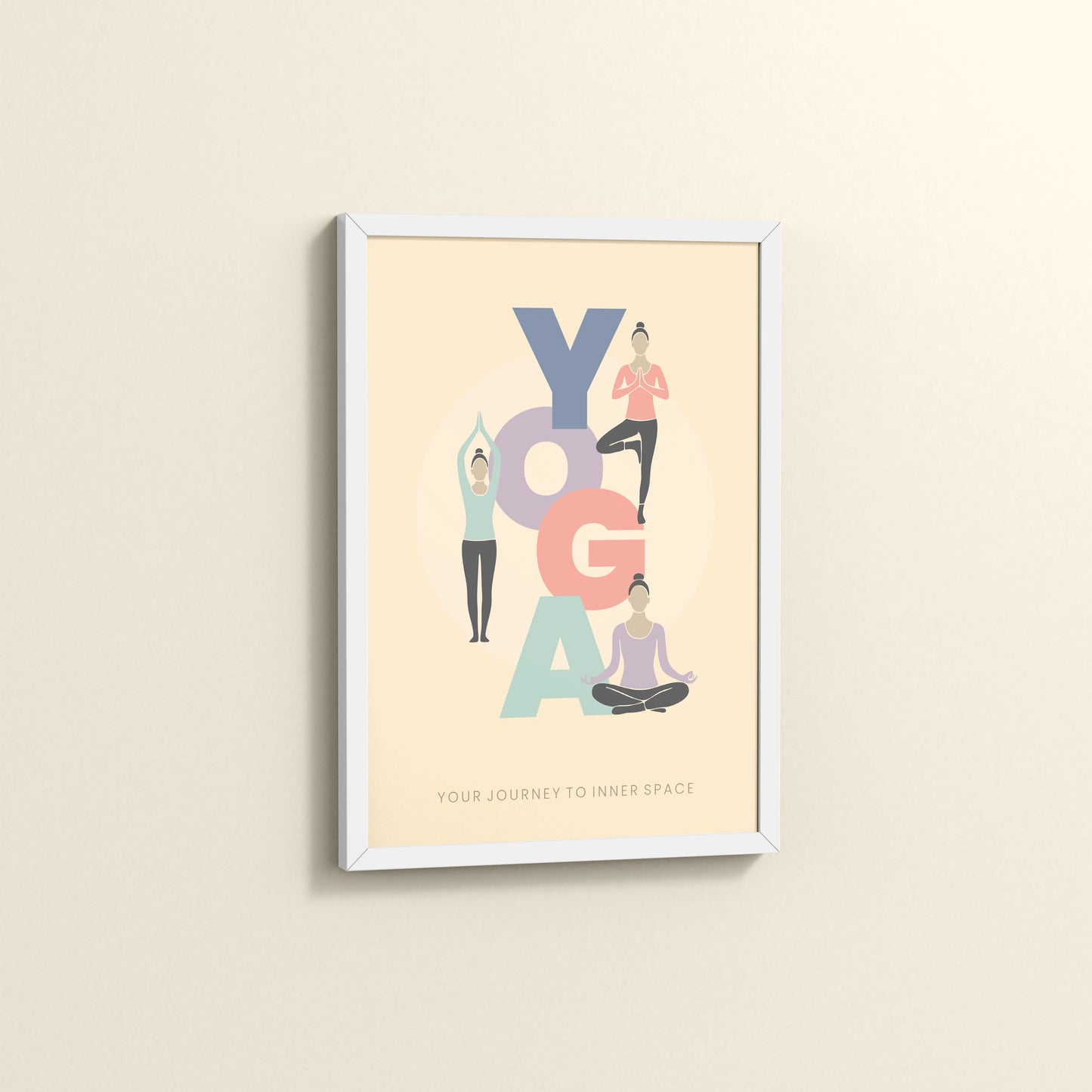 Side View of Inner Space – Yoga Poses Inspirational Wall Art in White Color Frame