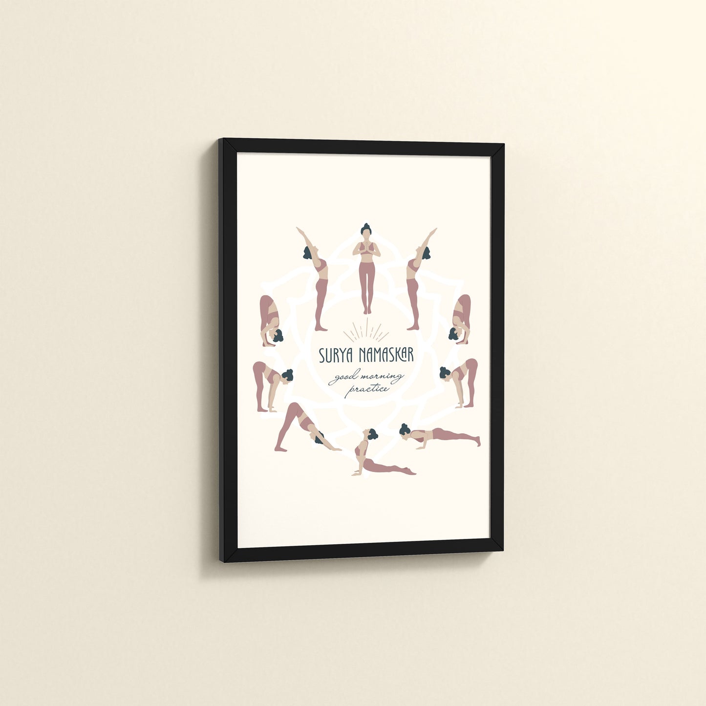 Side View of Surya Namaskar – Yoga Sequence Wall Art Frame in Black Color Frame