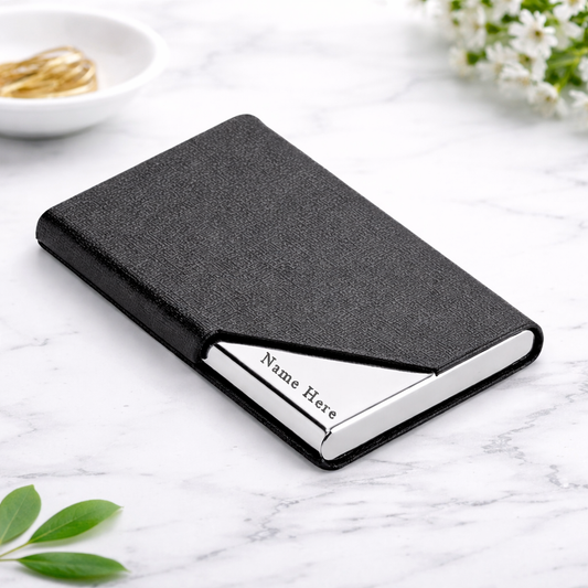 Personalized Leather Card Holder with Name