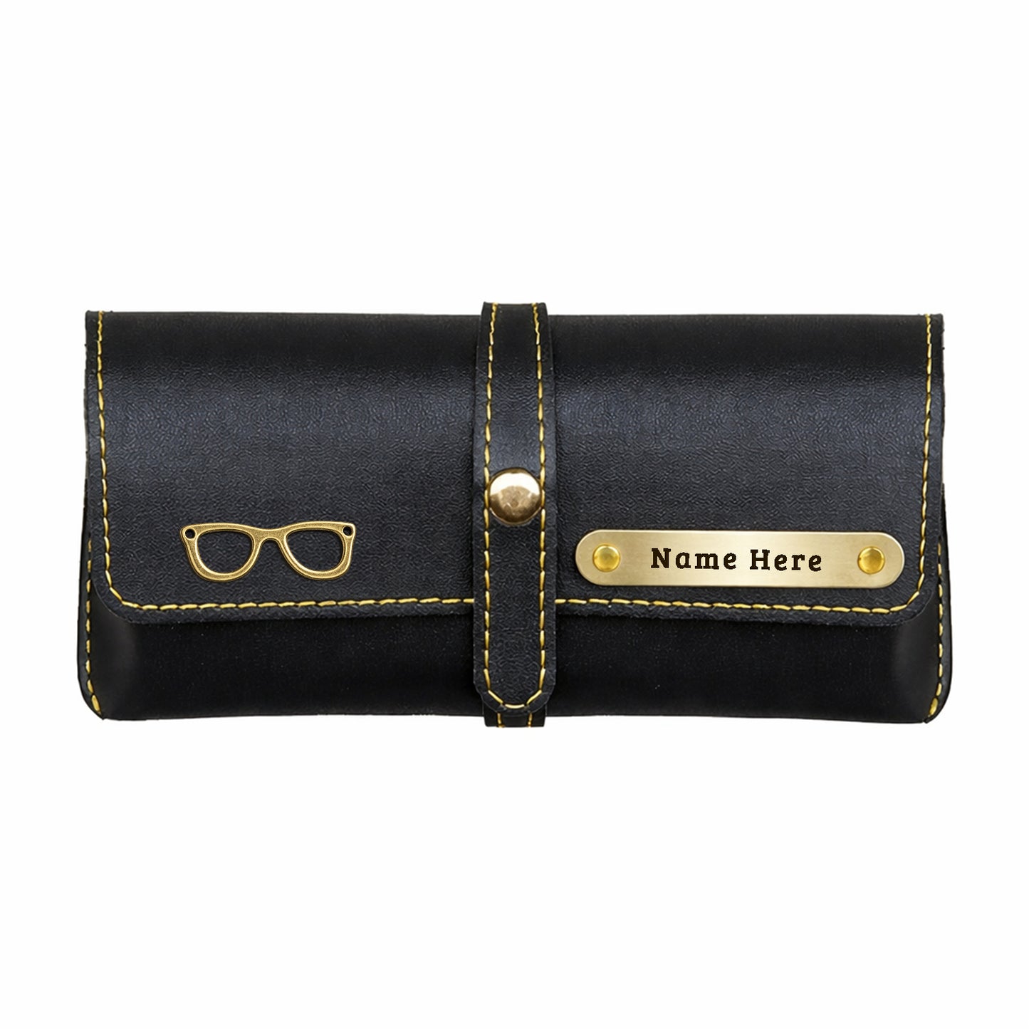 Personalized Name & Charm Leather Sunglass Case Cover for Men & Women
